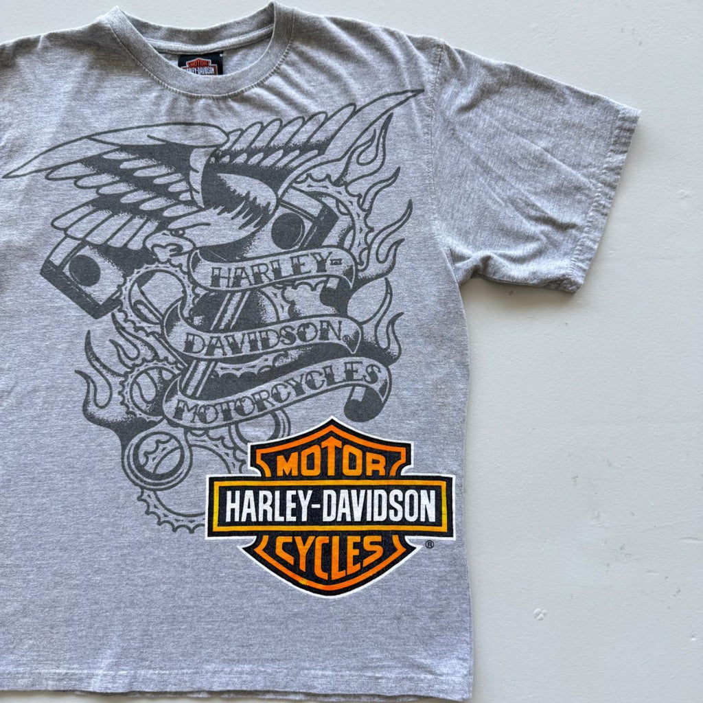 Grey Harley Davidson 00's Y2K Graphic T-Shirt - Medium
