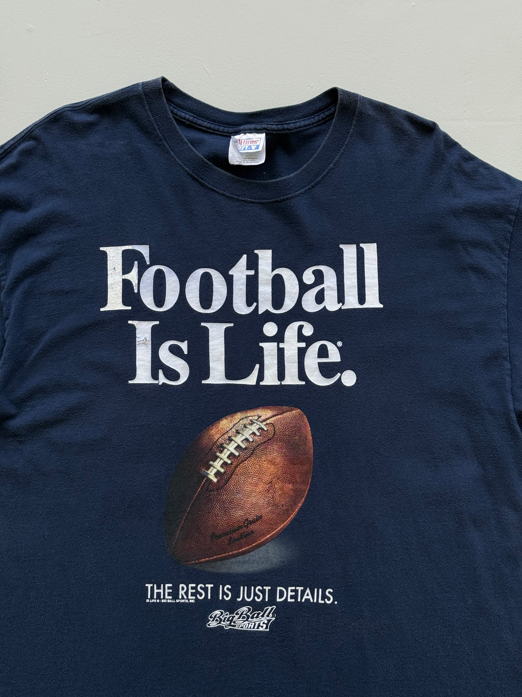 Navy Blue Football is Life 90's Vintage Graphic NFL T-Shirt - XL