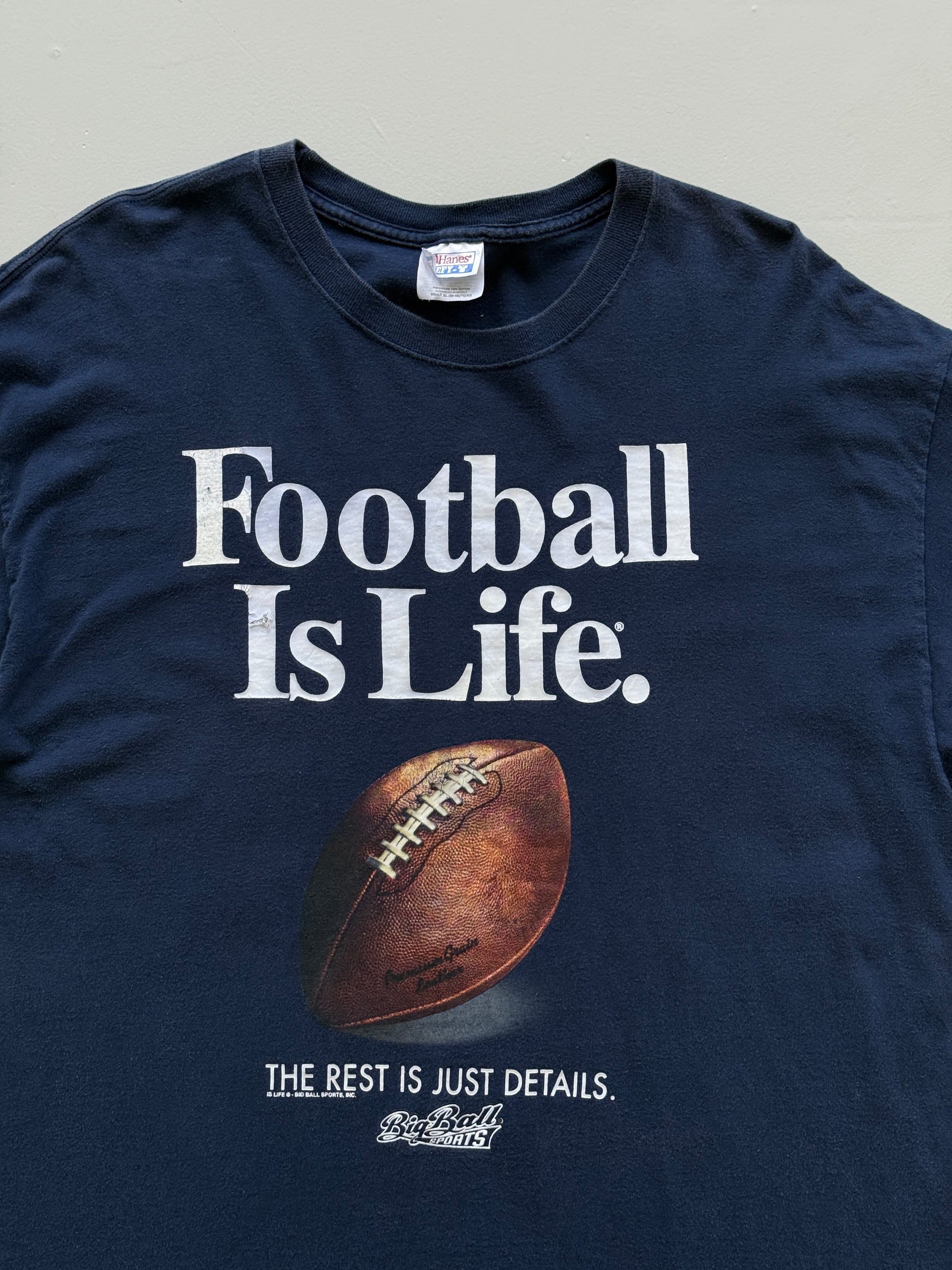 Navy Blue Football is Life 90's Vintage Graphic NFL T-Shirt - XL