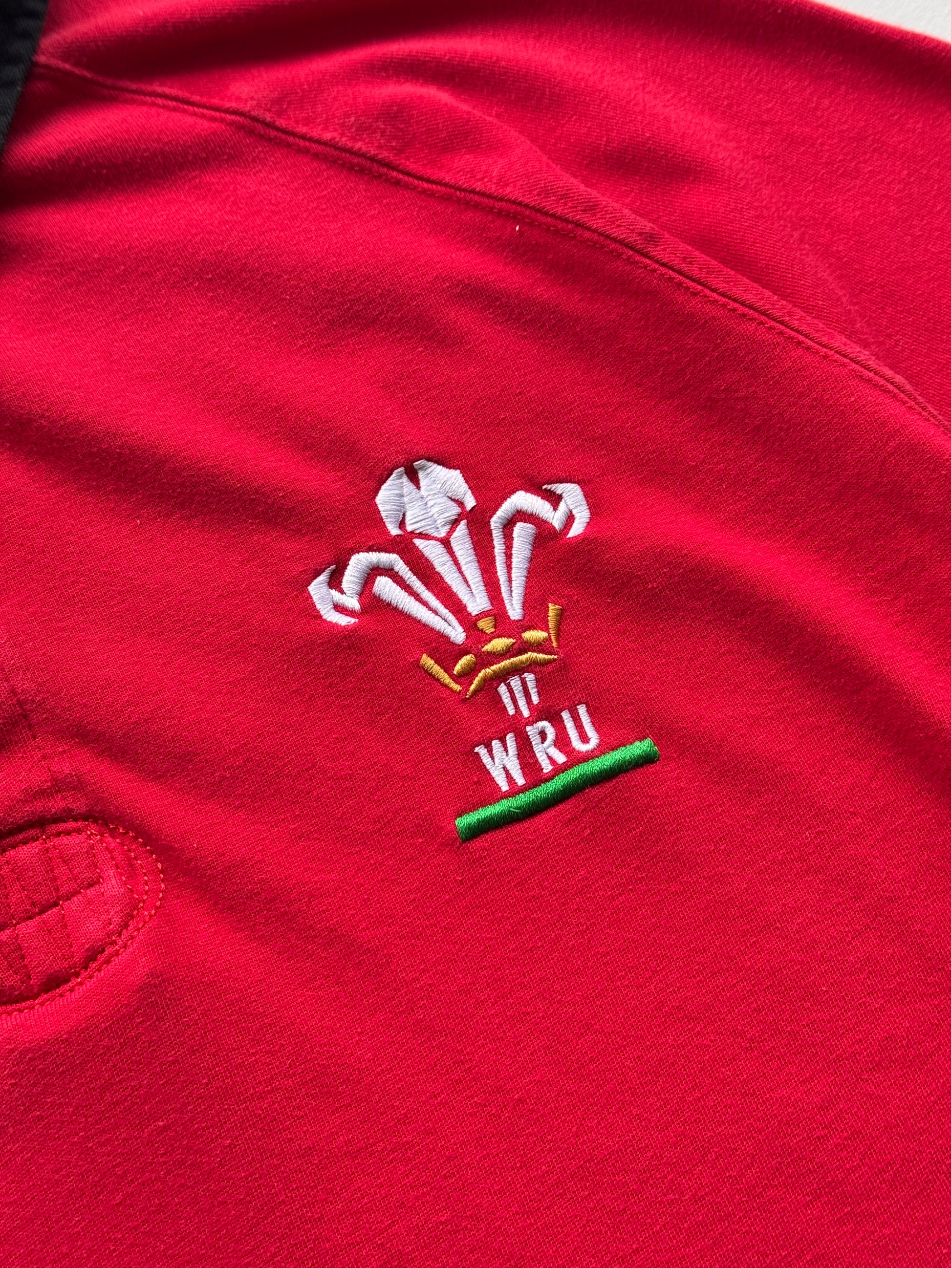 Red Official Wales 00's Vintage Long Sleeve Rugby Union Polo - XL
