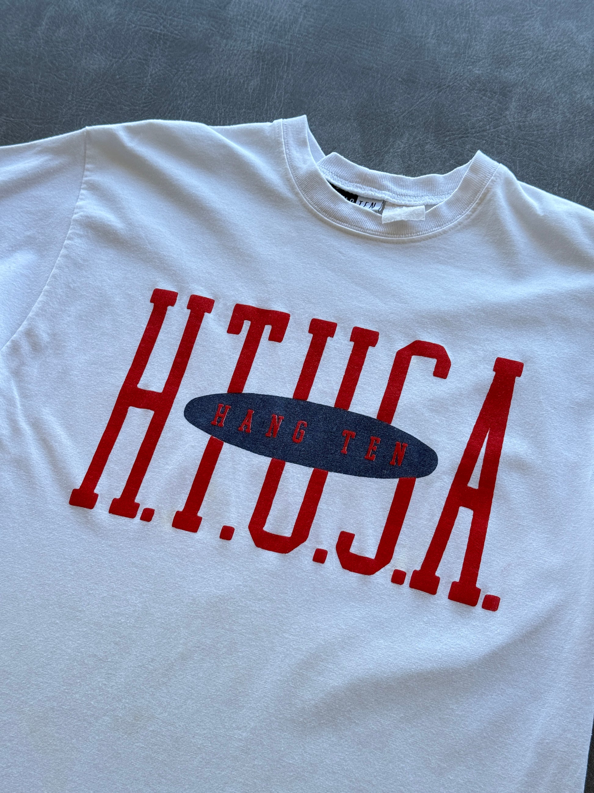 White Hang Ten H.T.U.S.A. 90's Vintage Graphic T-Shirt - Small