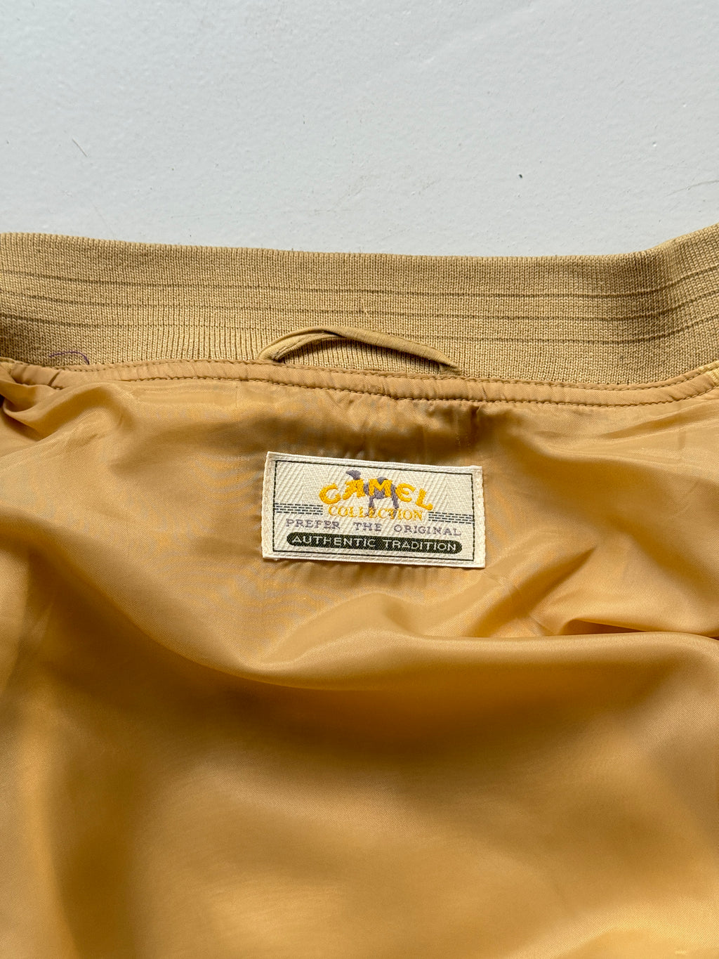 Camel Collection Silk Linen 90's Vintage Bomber Jacket - Large