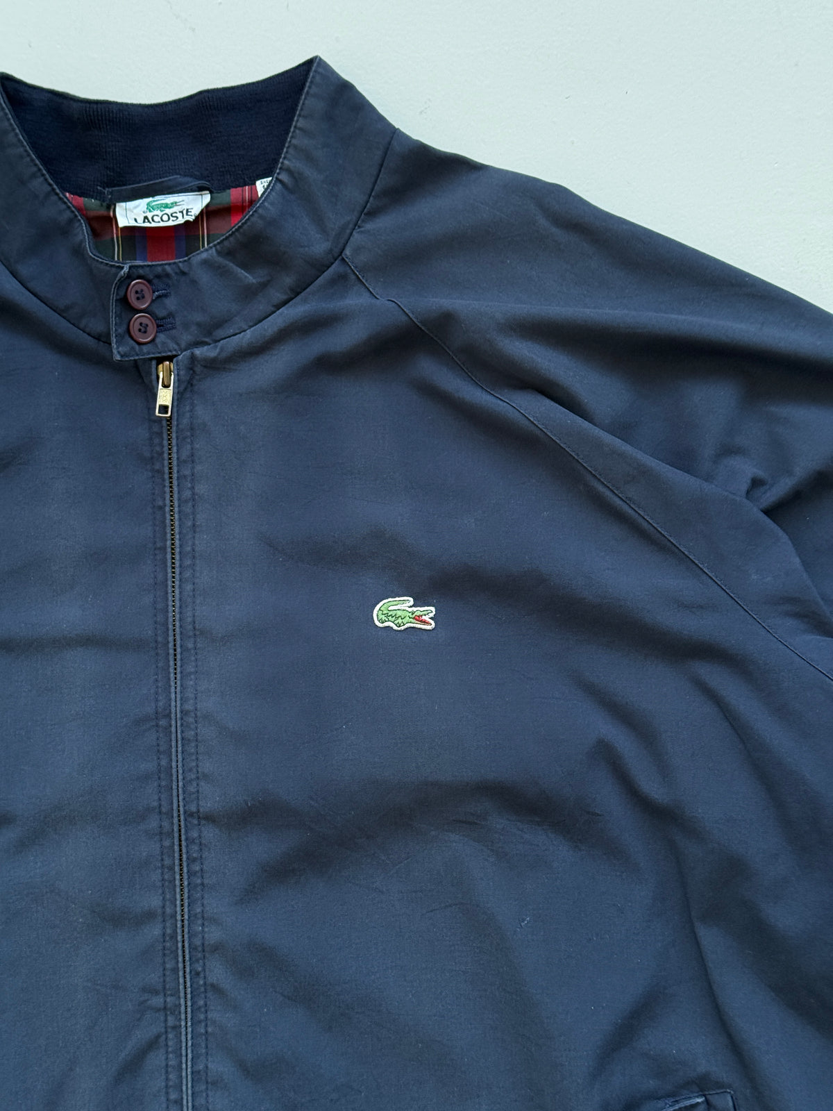 Lacoste Navy Harrington Vintage Jacket Made in Sri Lanka - XXL