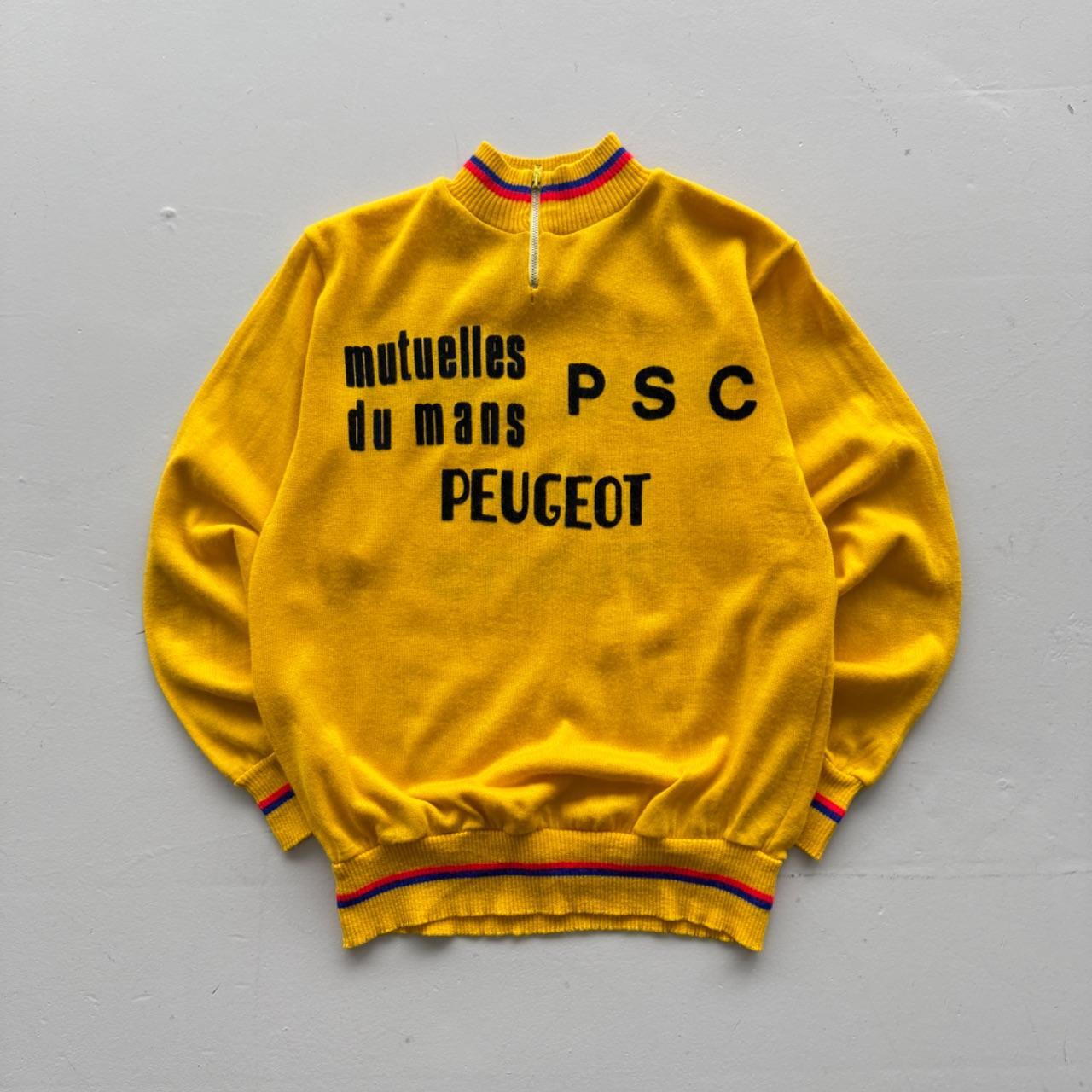 Yellow Peugeot 70’s Vintage Rare Cycling Jersey Quarter Zip - Small