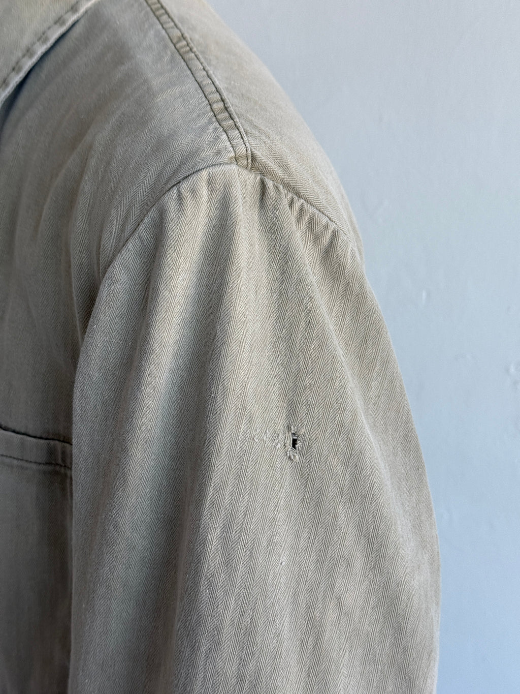Faded Green French 1960s Vintage Workwear Chore Jacket CH453 - Medium