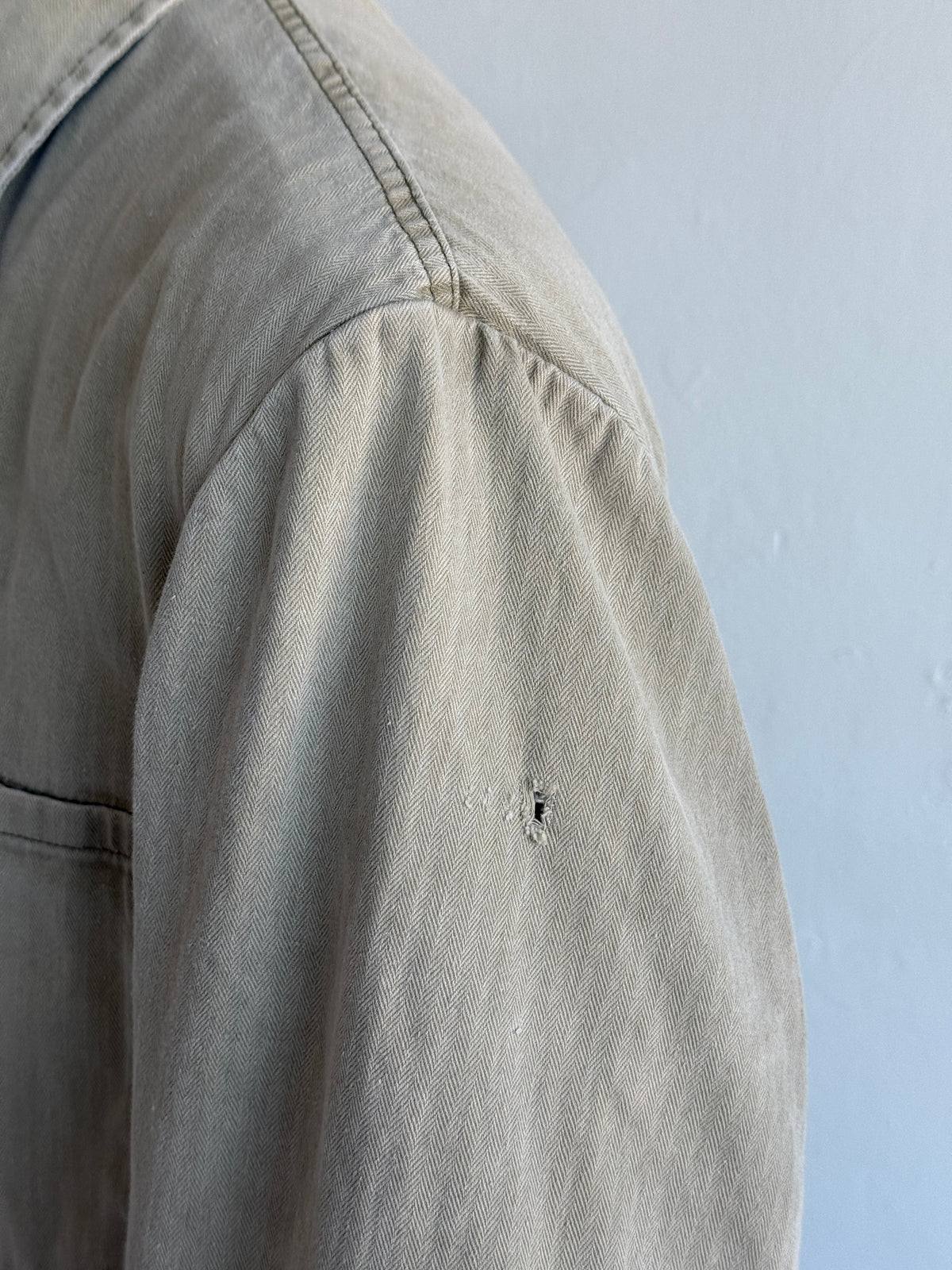 Faded Green French 1960s Vintage Workwear Chore Jacket CH453 - Medium