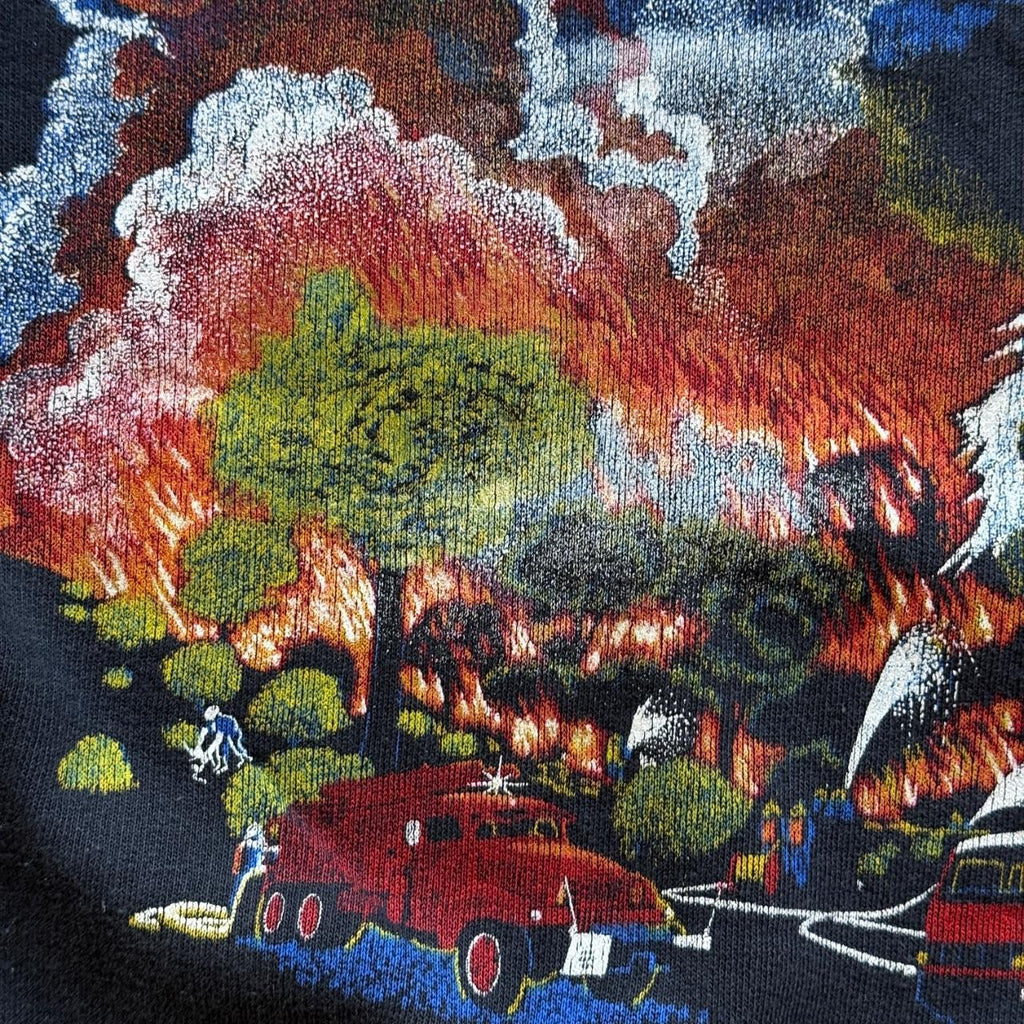 Black French Fire Fighters 90s Vintage Graphic Sweatshirt - XS Mens Womens 8