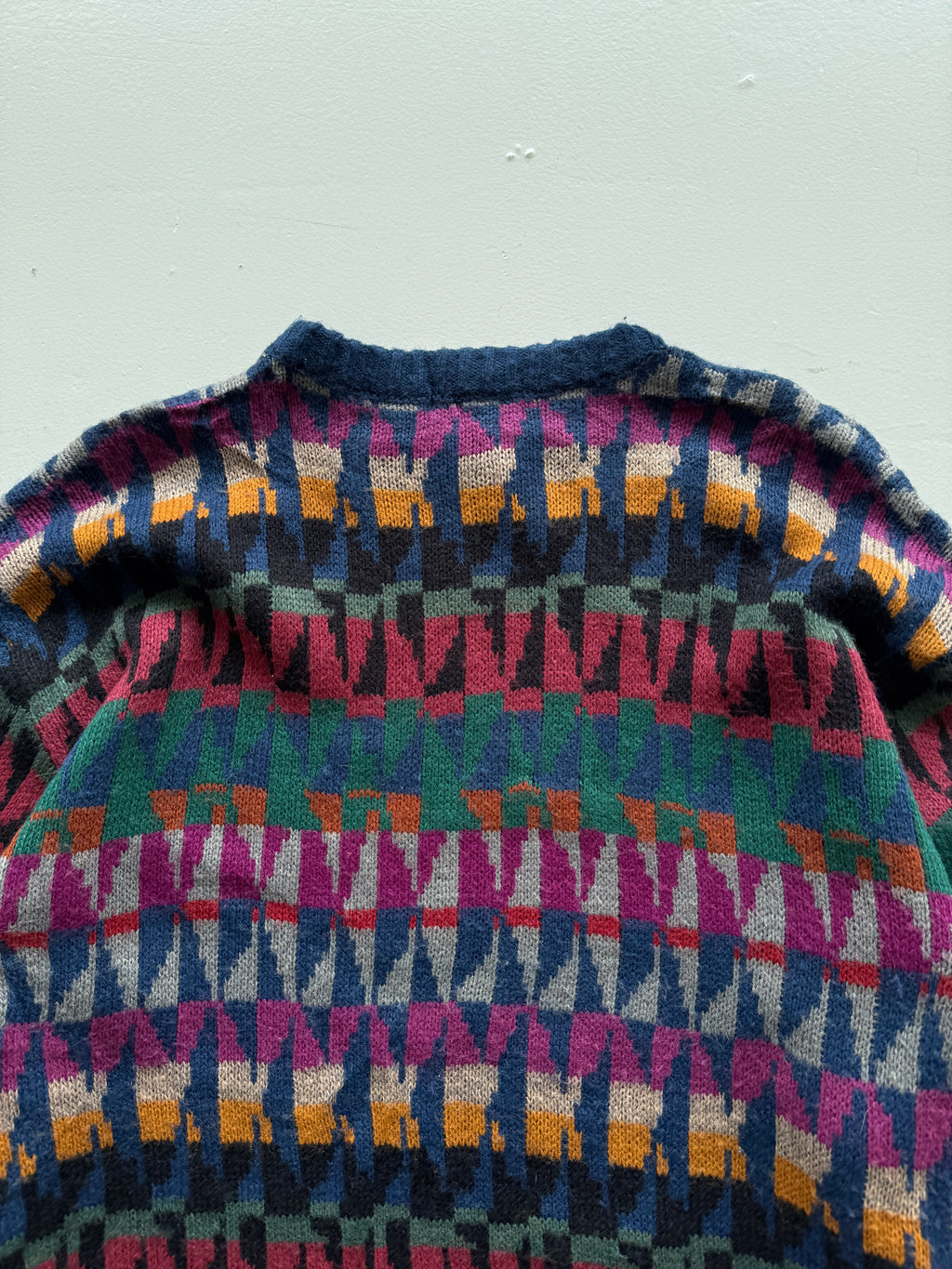 Geometric Patterned 90's Acrylic Knit Vintage Jumper - XL