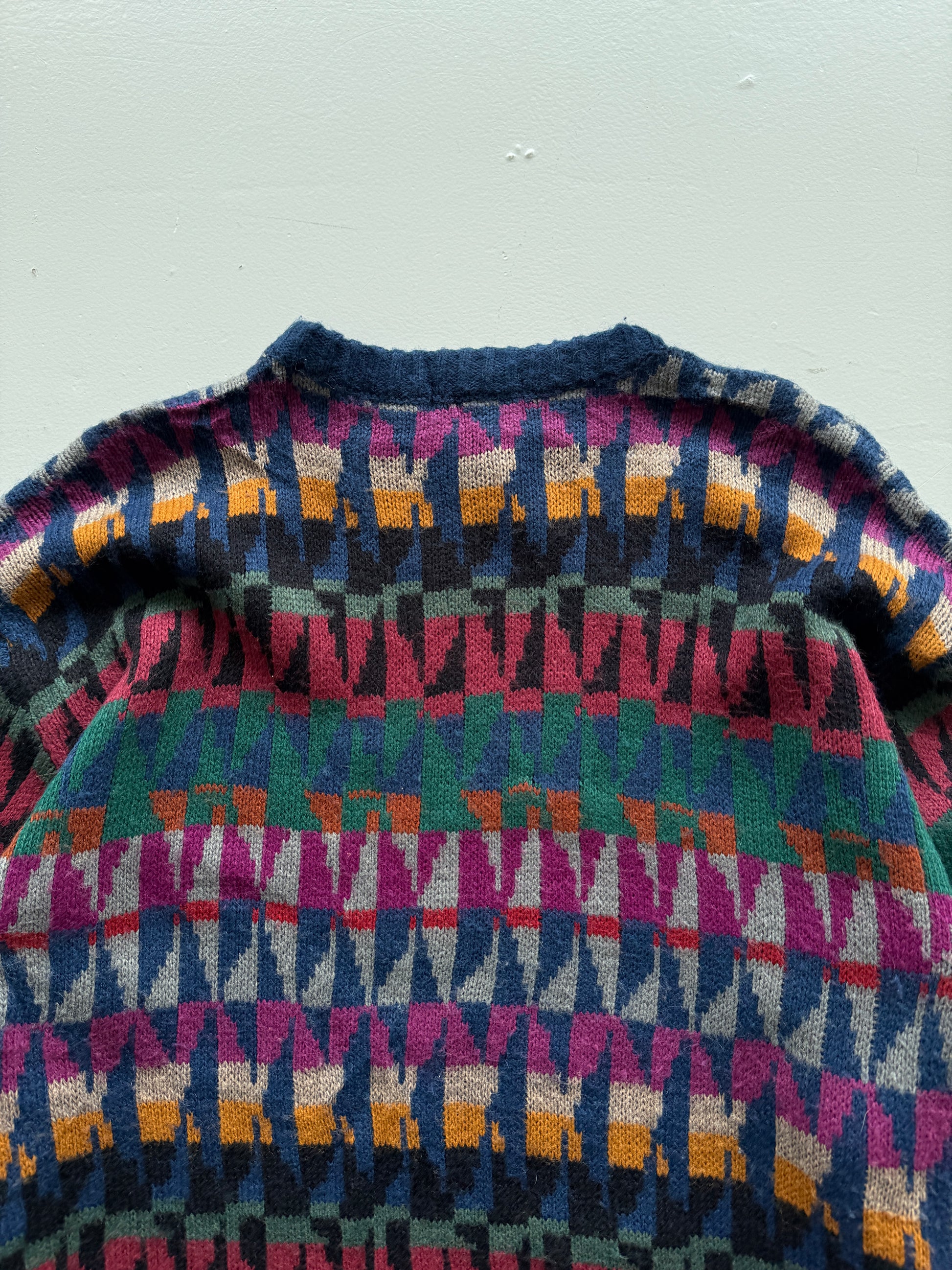 Geometric Patterned 90's Acrylic Knit Vintage Jumper - XL