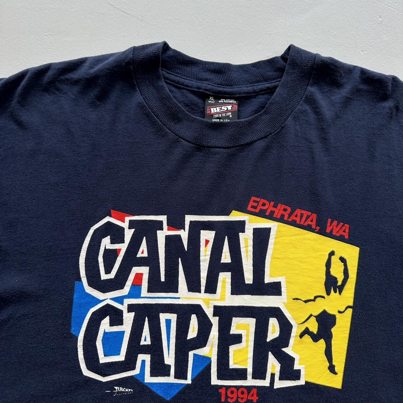 Navy Canal Running 90s Vintage T-shirt - XL