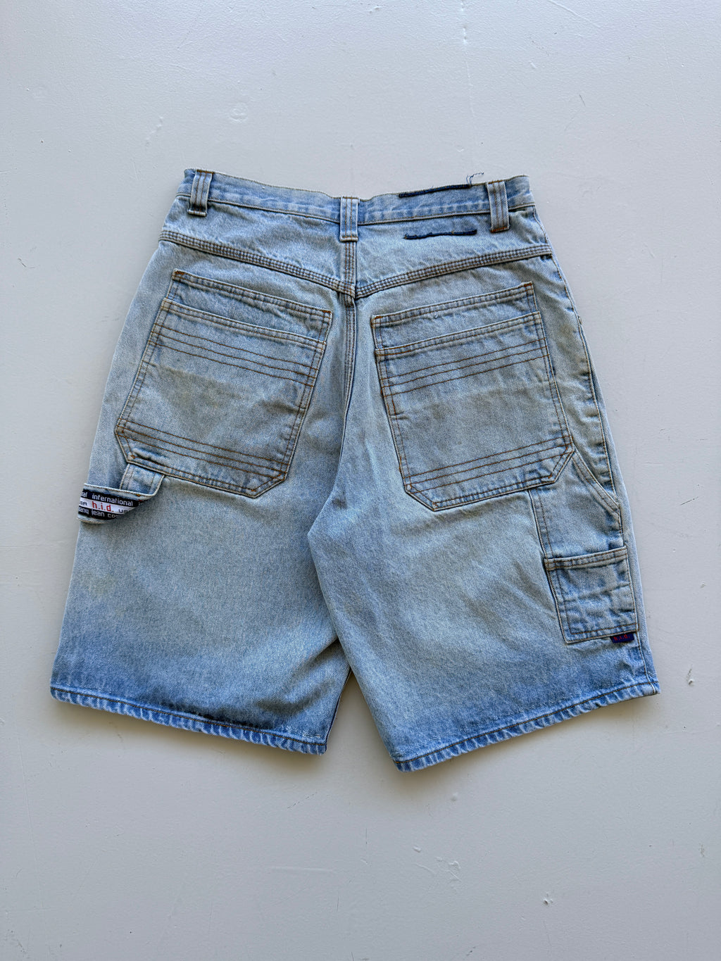 Light Blue HID 90's Vintage Baggy Hip Hop Carpenter Denim Shorts - W32 x L10.5