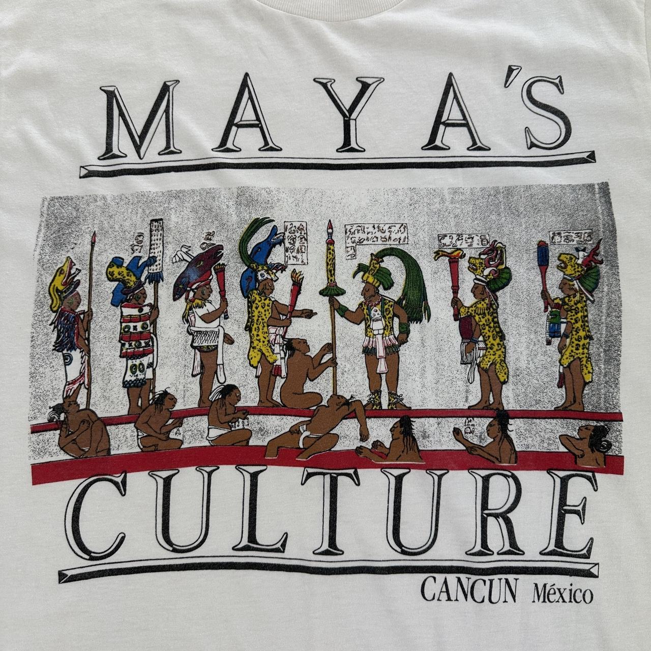 Mayas Culture White 90s vintage T-shirt - Medium