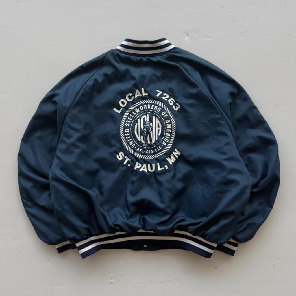 Navy Blue Local 7263 80s Varsity Windbreaker Coach Jacket - XL