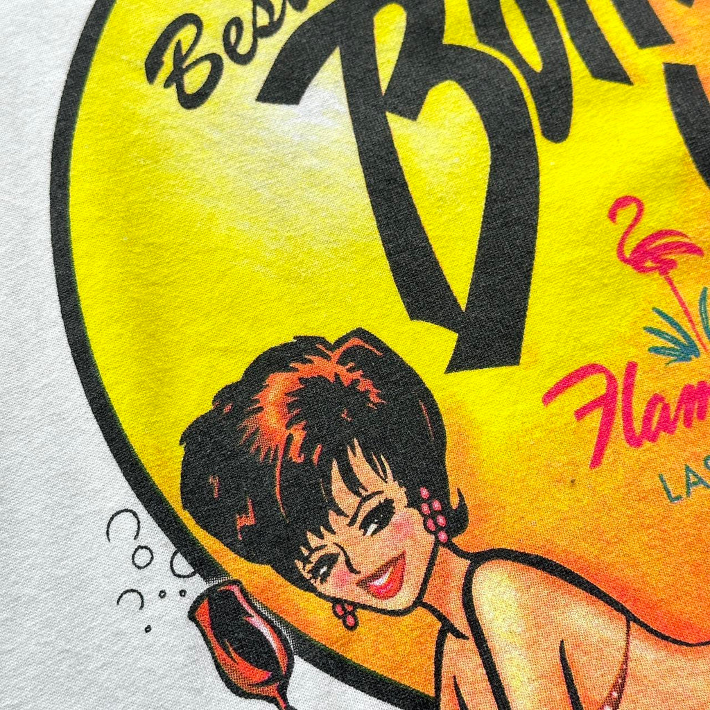 White Bottom's Up Pin Up Casino 00's Vintage T-shirt - XL