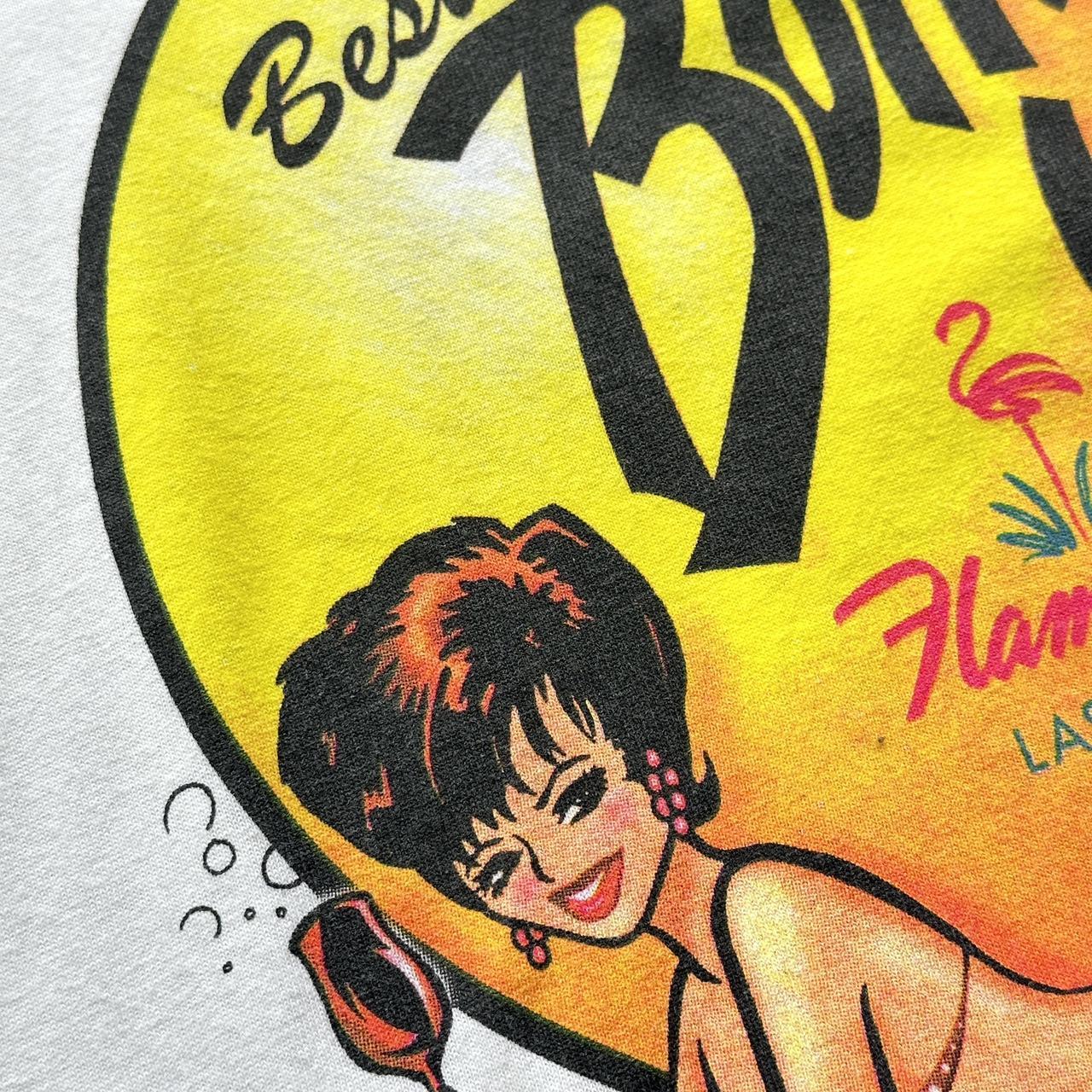 White Bottom's Up Pin Up Casino 00's Vintage T-shirt - XL