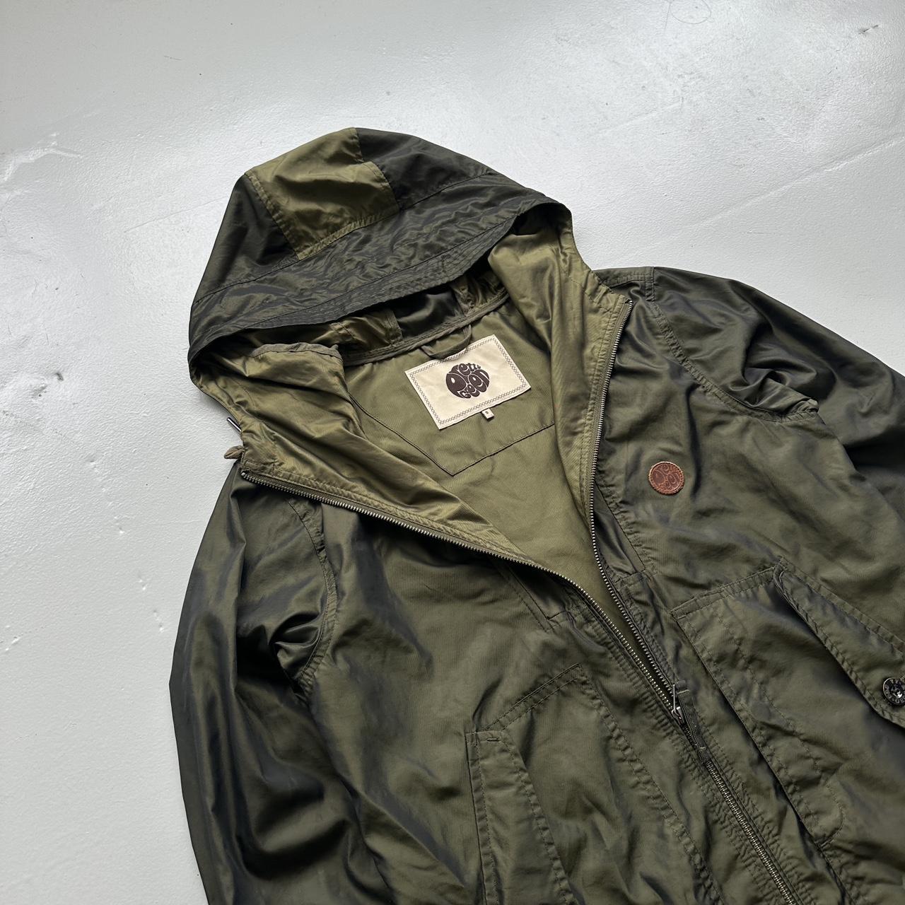 Khaki Pretty Green Hooded Windbreaker Nylon Pearlescent Jacket - Small