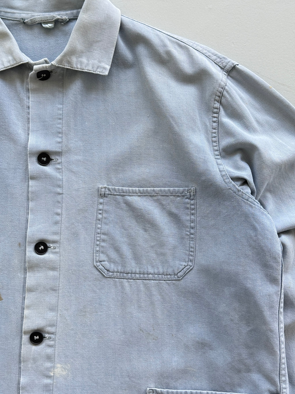 Faded Blue French Herringbone Vintage Workwear Chore Jacket CH367 - Medium