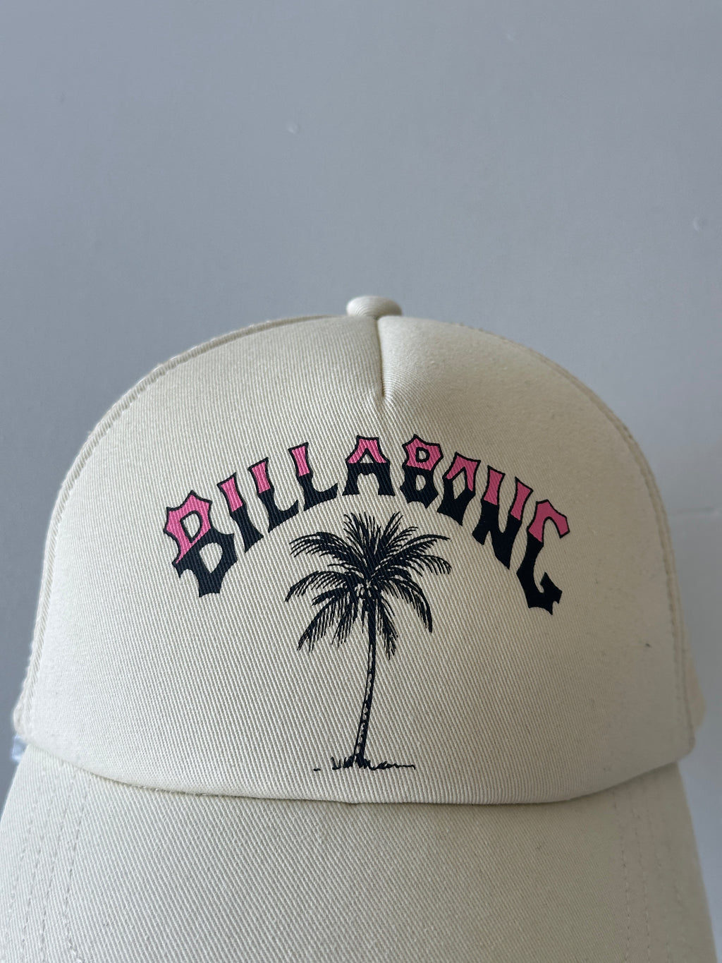 Cream Billabong Palm Tree Vintage Mesh SnapBack Trucker Cap
