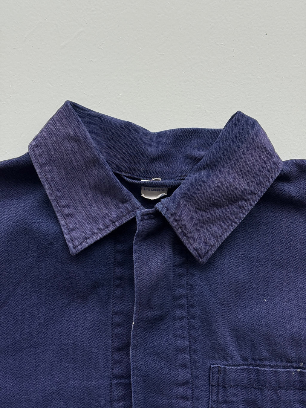 Navy Blue French Chore Jacket 80's Vintage Herringbone Workwear CH215 - Small
