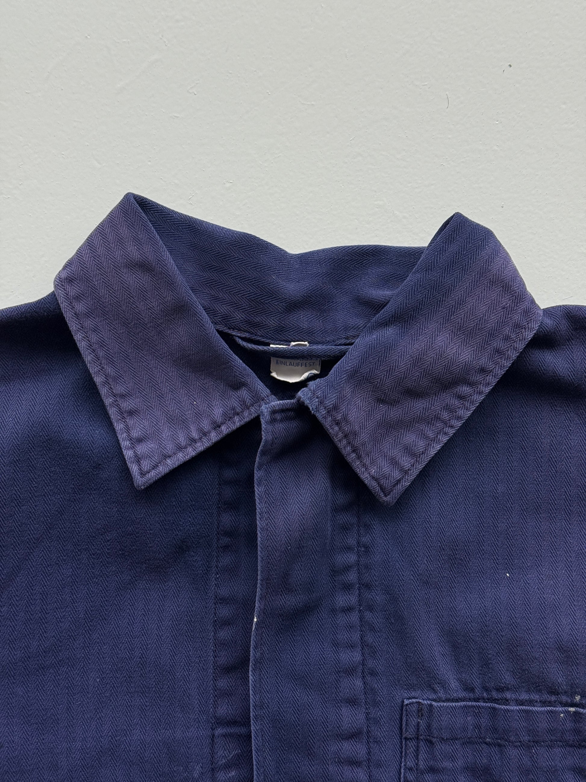 Navy Blue French Chore Jacket 80's Vintage Herringbone Workwear CH215 - Small