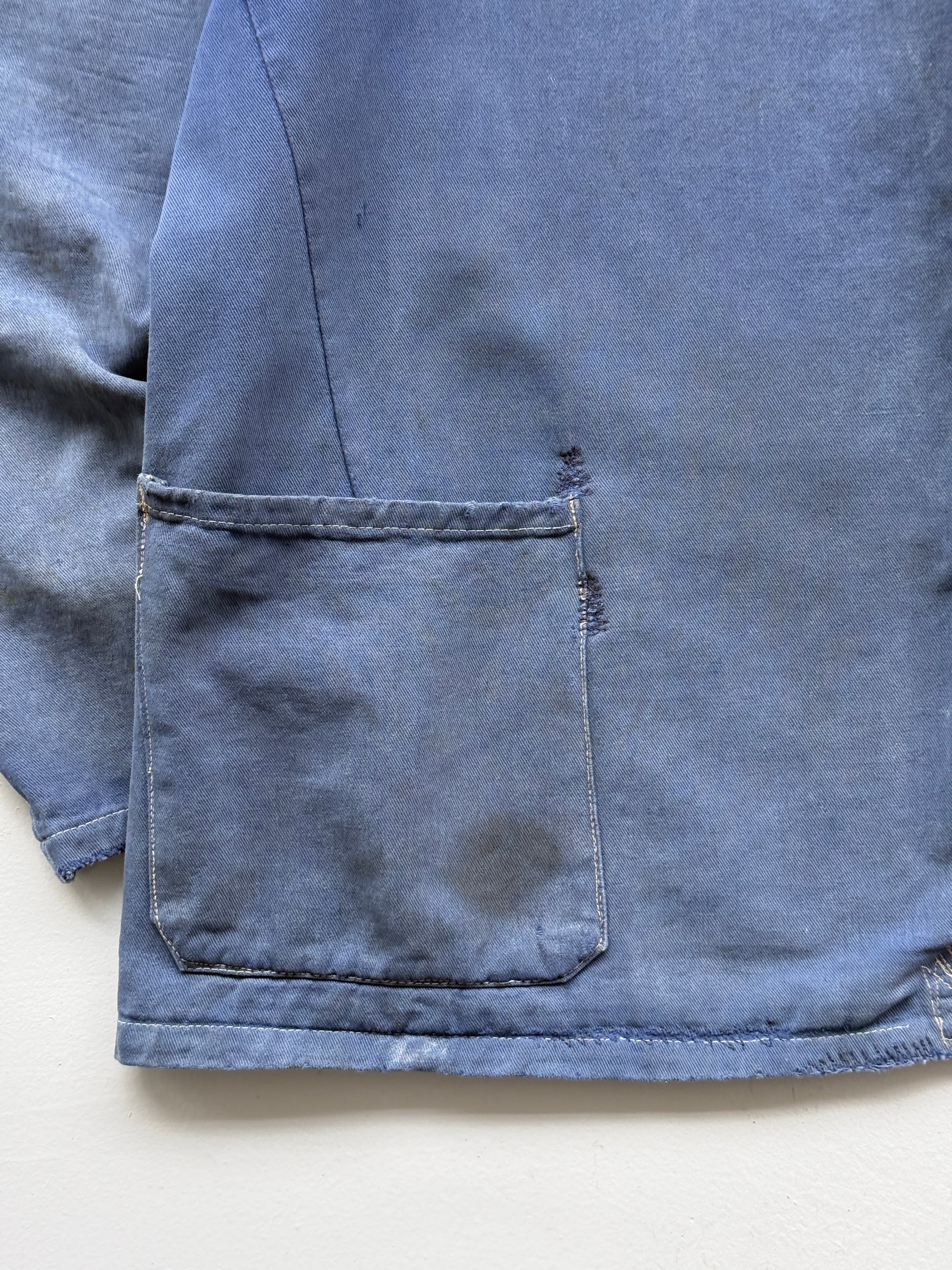 Thrashed Blue Chore Jacket 70's Vintage French Workwear CH145 - XL