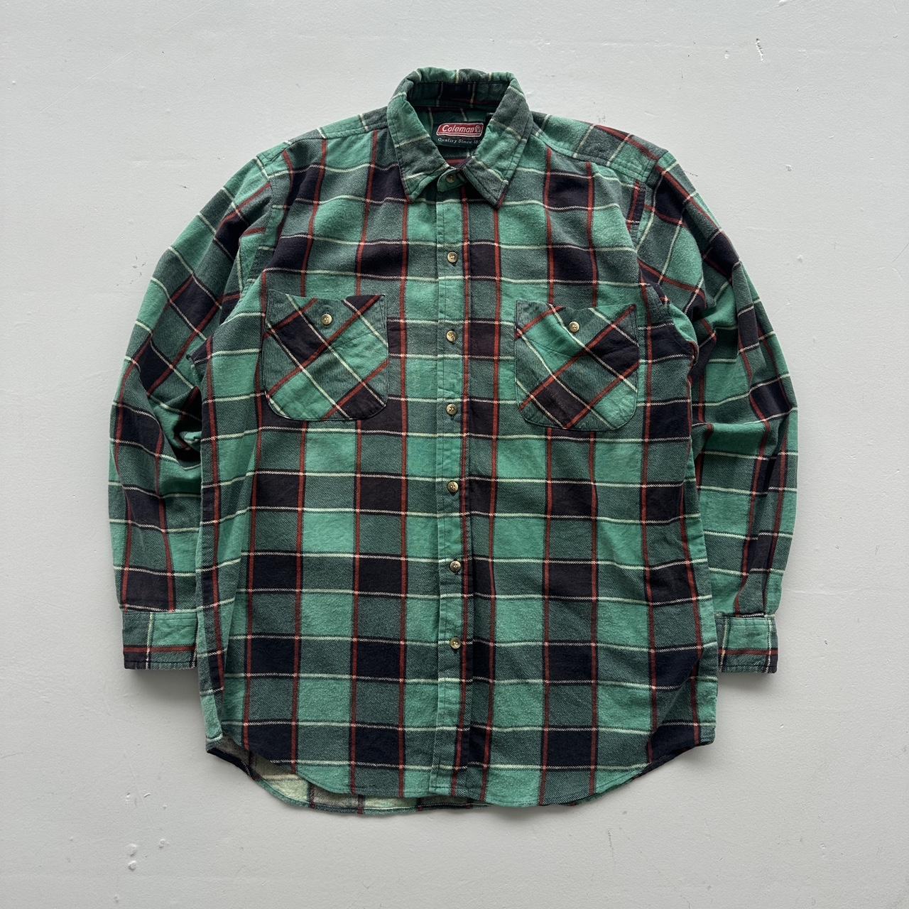 Green Checkered Coleman 90s Vintage Long sleeve - Medium