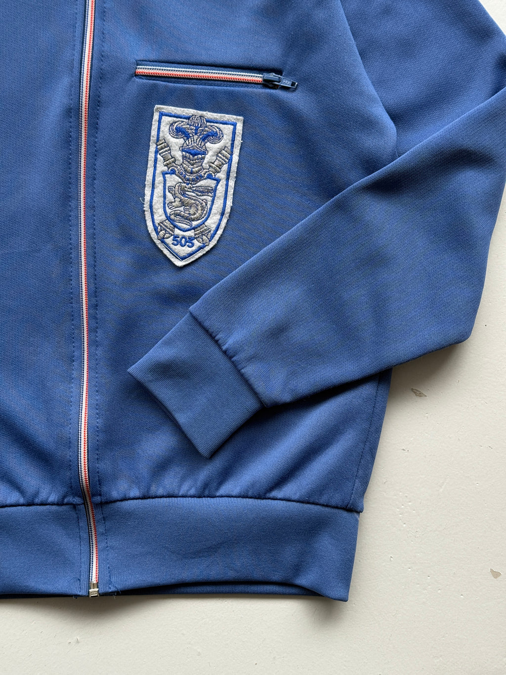 Navy Vintage 80's Athletic College Track Jacket Bomber- Small