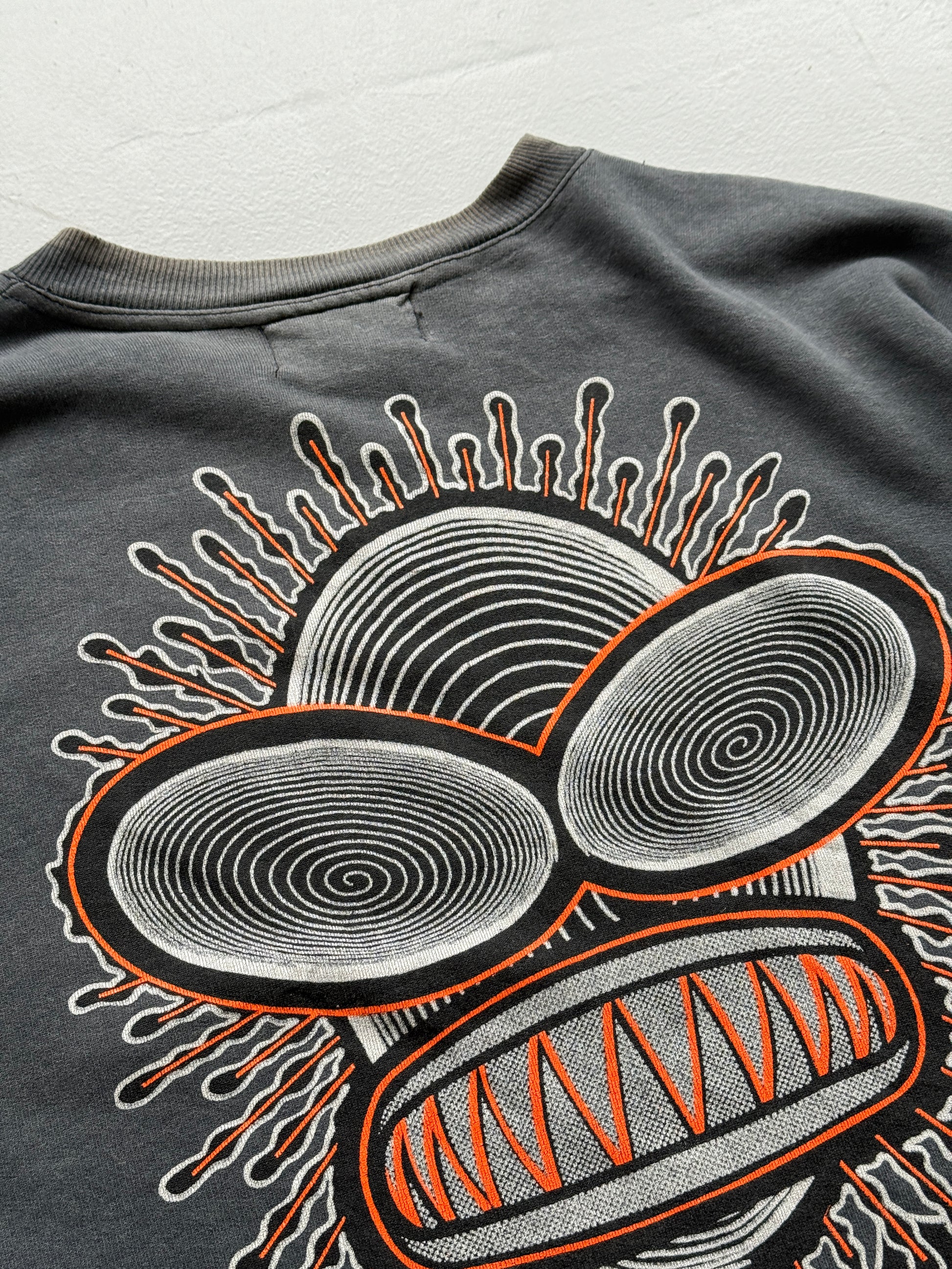 Faded Grey Cybergasm 90's Vintage Sci-Fi Rave Graphic Sweatshirt Jumper - XL