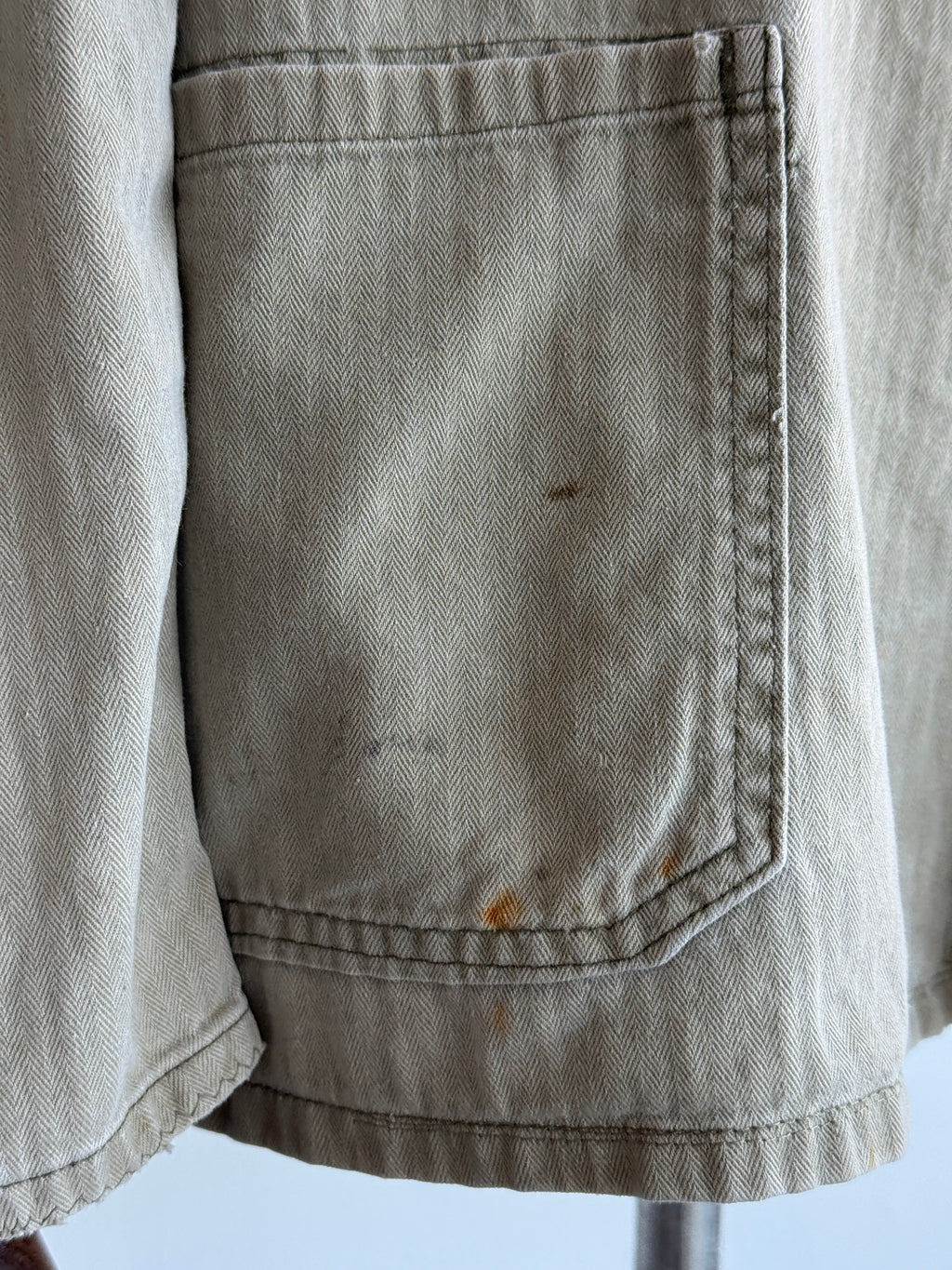 Faded Green French 1960s Vintage Workwear Chore Jacket CH453 - Medium