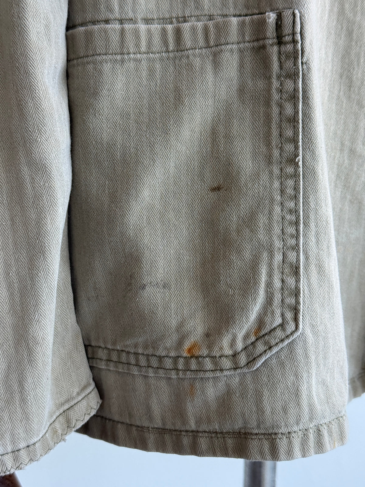 Faded Green French 1960s Vintage Workwear Chore Jacket CH453 - Medium