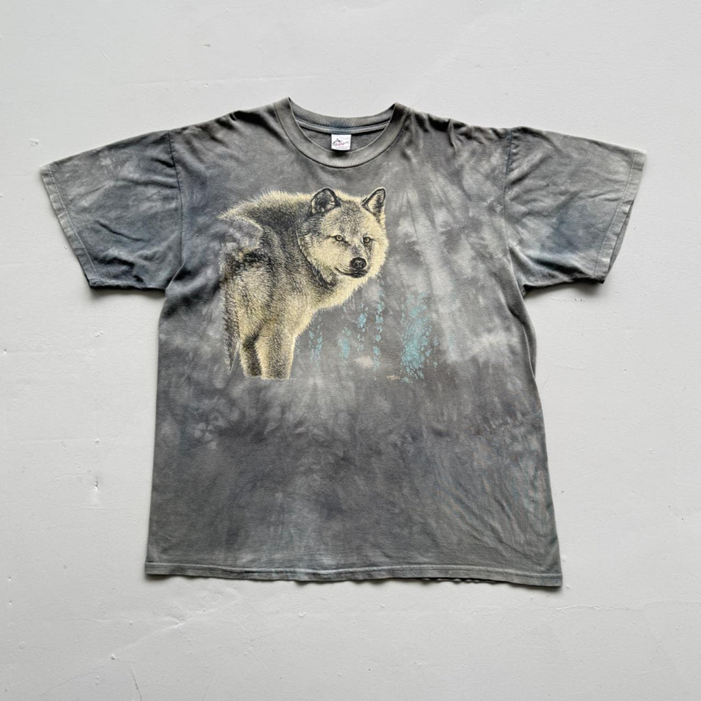 Faded Grey Wolf 90s Vintage Graphic T-Shirt - XL