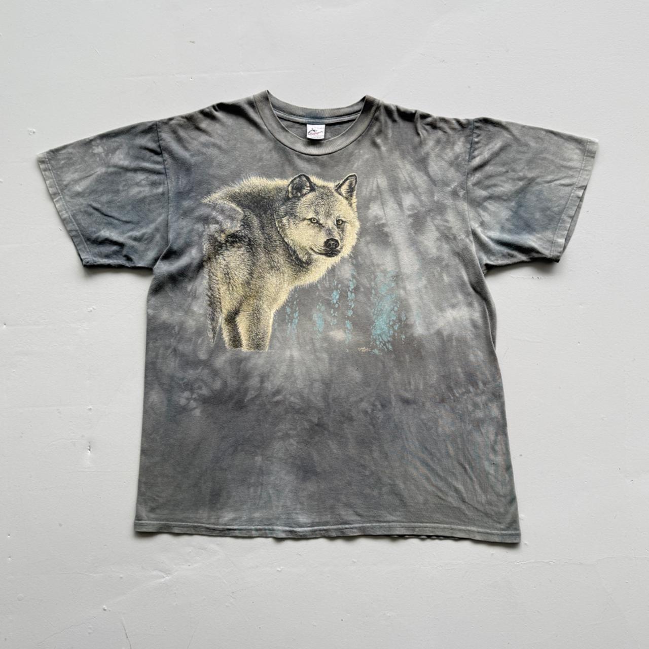 Faded Grey Wolf 90s Vintage Graphic T-Shirt - XL
