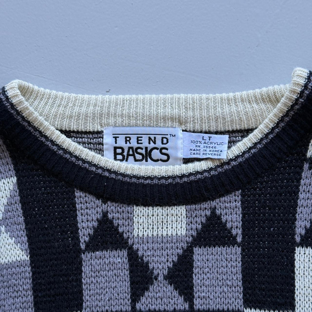 Aztec Pattern 90s Vintage Woollen Knit Jumper - Large