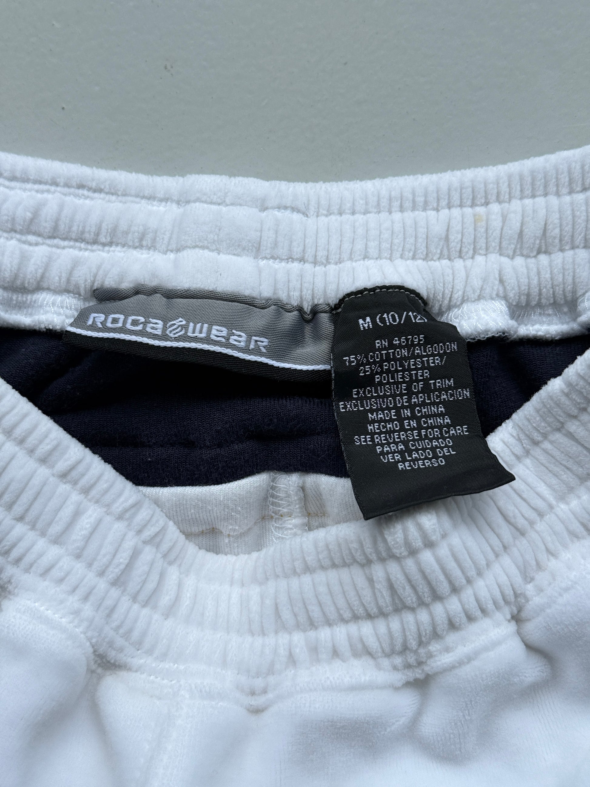 White Rocawear 00's Vintage Y2K Velvet Sweat Pants - Medium