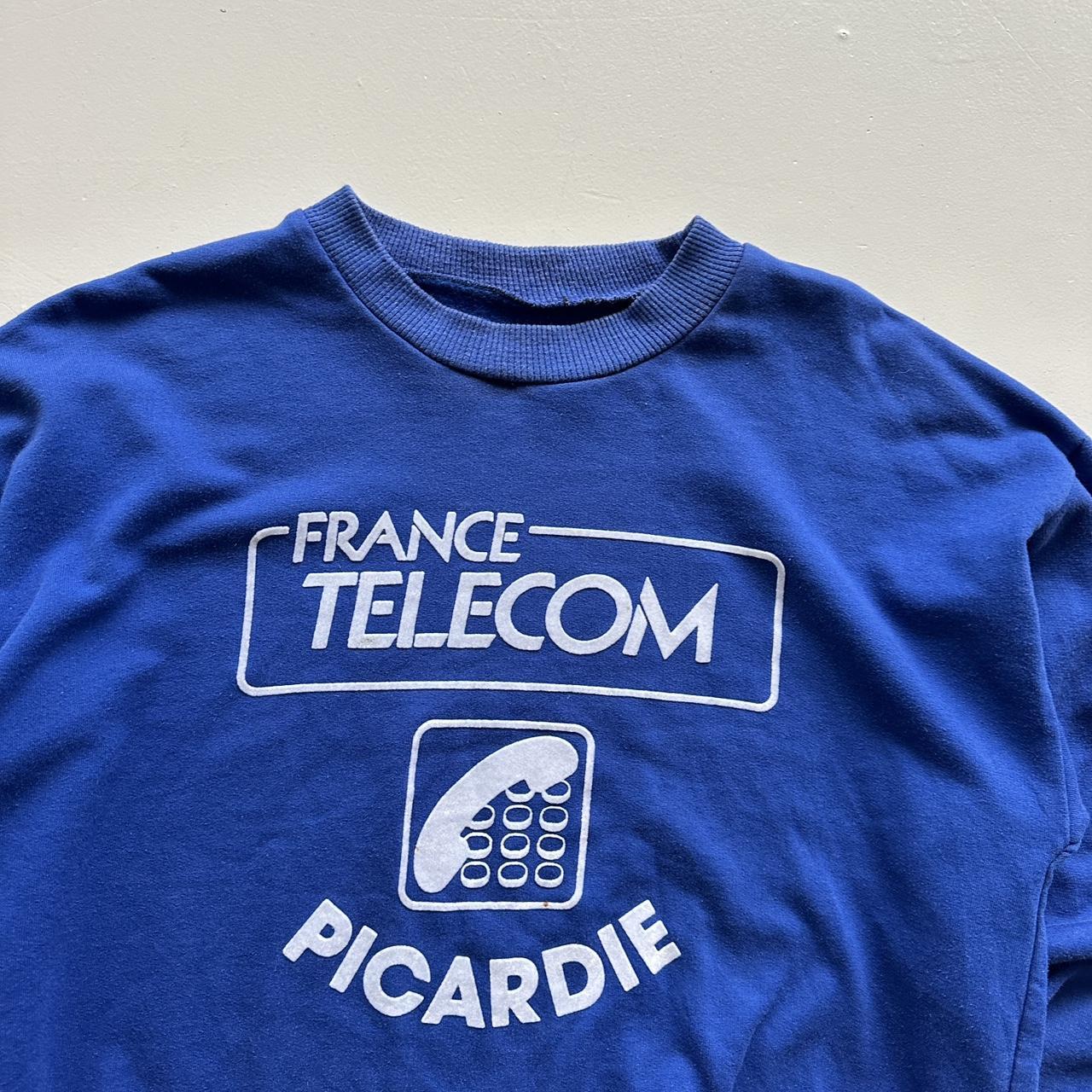 Blue France Telecom Vintage Graphic Sweatshirt - Medium Oversized