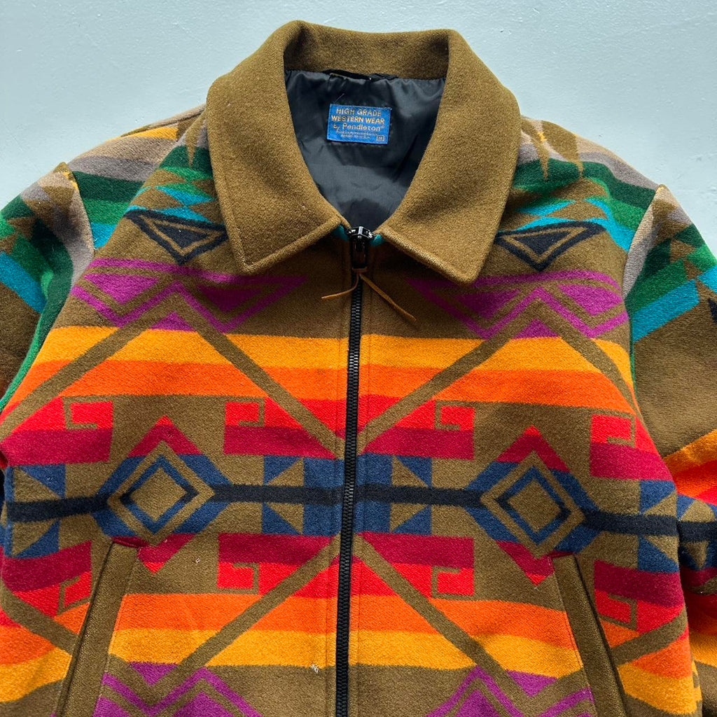 Brown Pendleton High Grade Western Wear Zip-Up Jacket - Medium