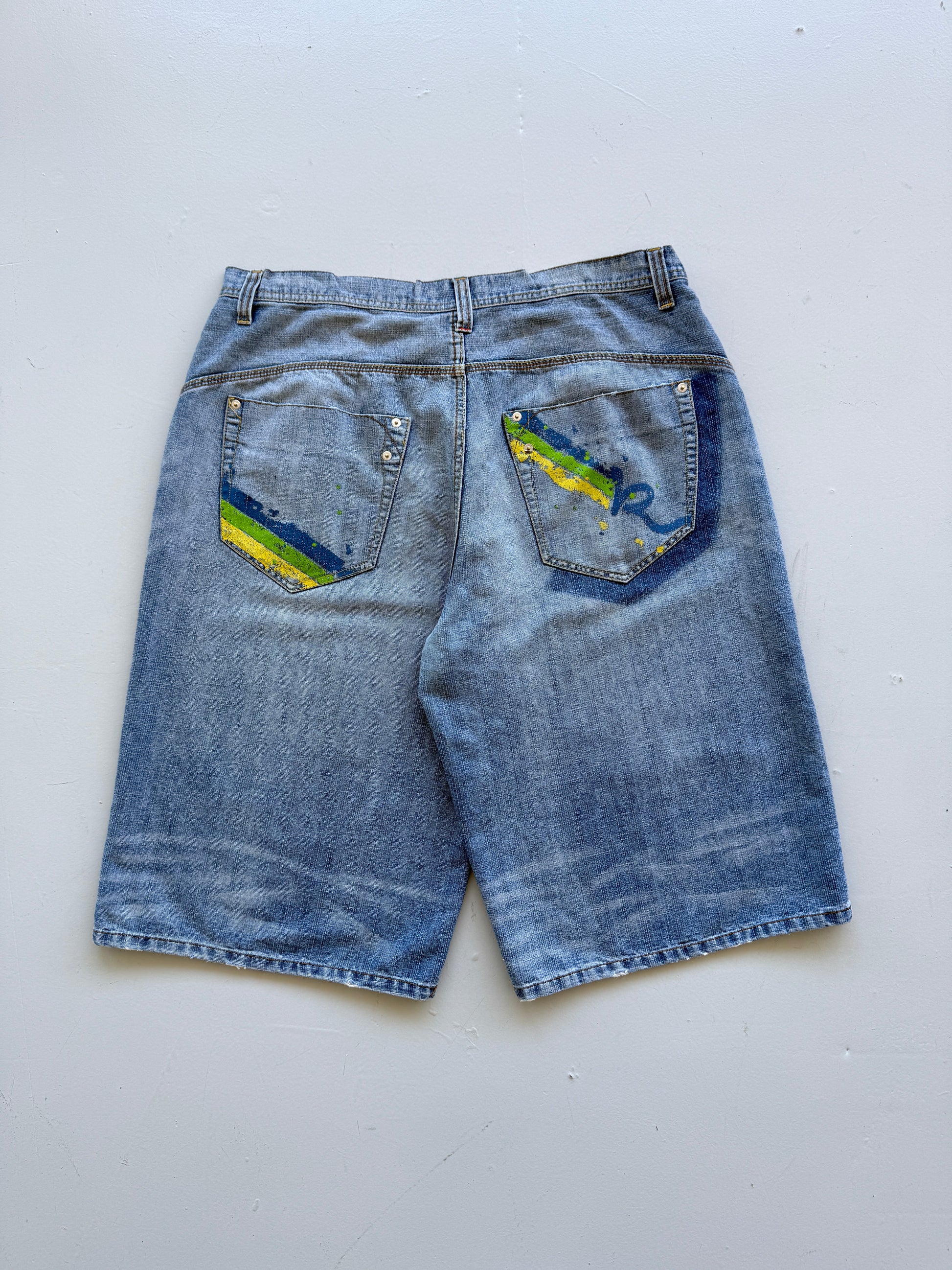 Light Blue Rocawear 00's Vintage Y2K Baggy Hip Hop Denim Shorts - W38 x L14