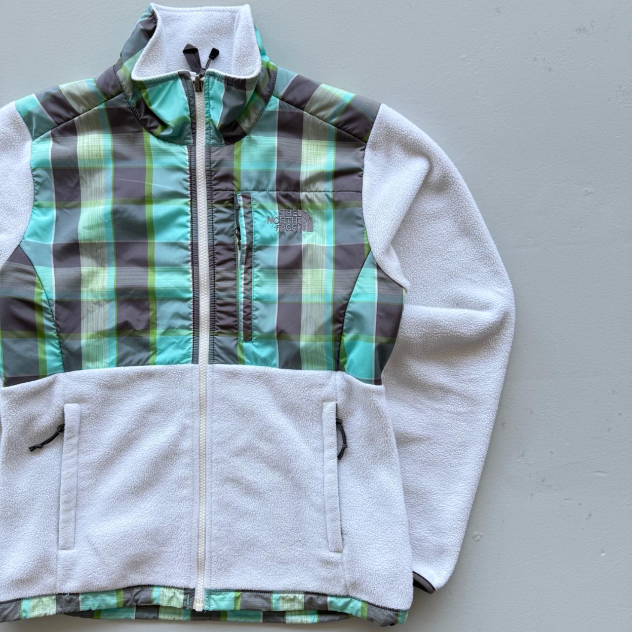 White Plaid Noth Face 00's Y2K Zip-Up Fleece - Womens Small