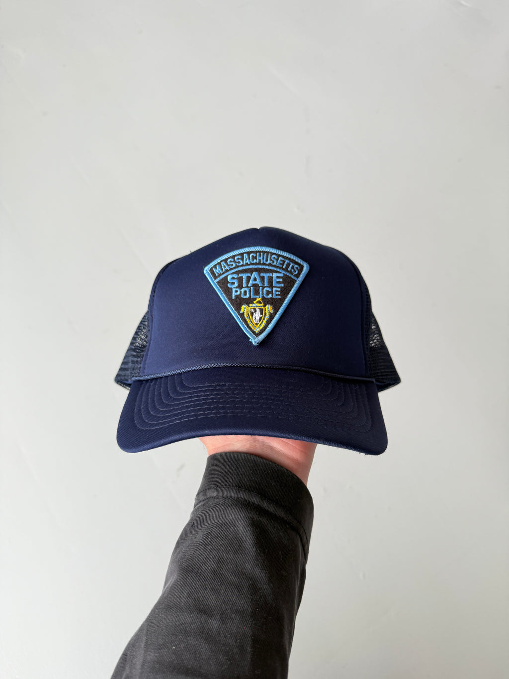 Navy Blue Massachusetts State Police Vintage Foam and Mesh SnapBack Trucker Cap