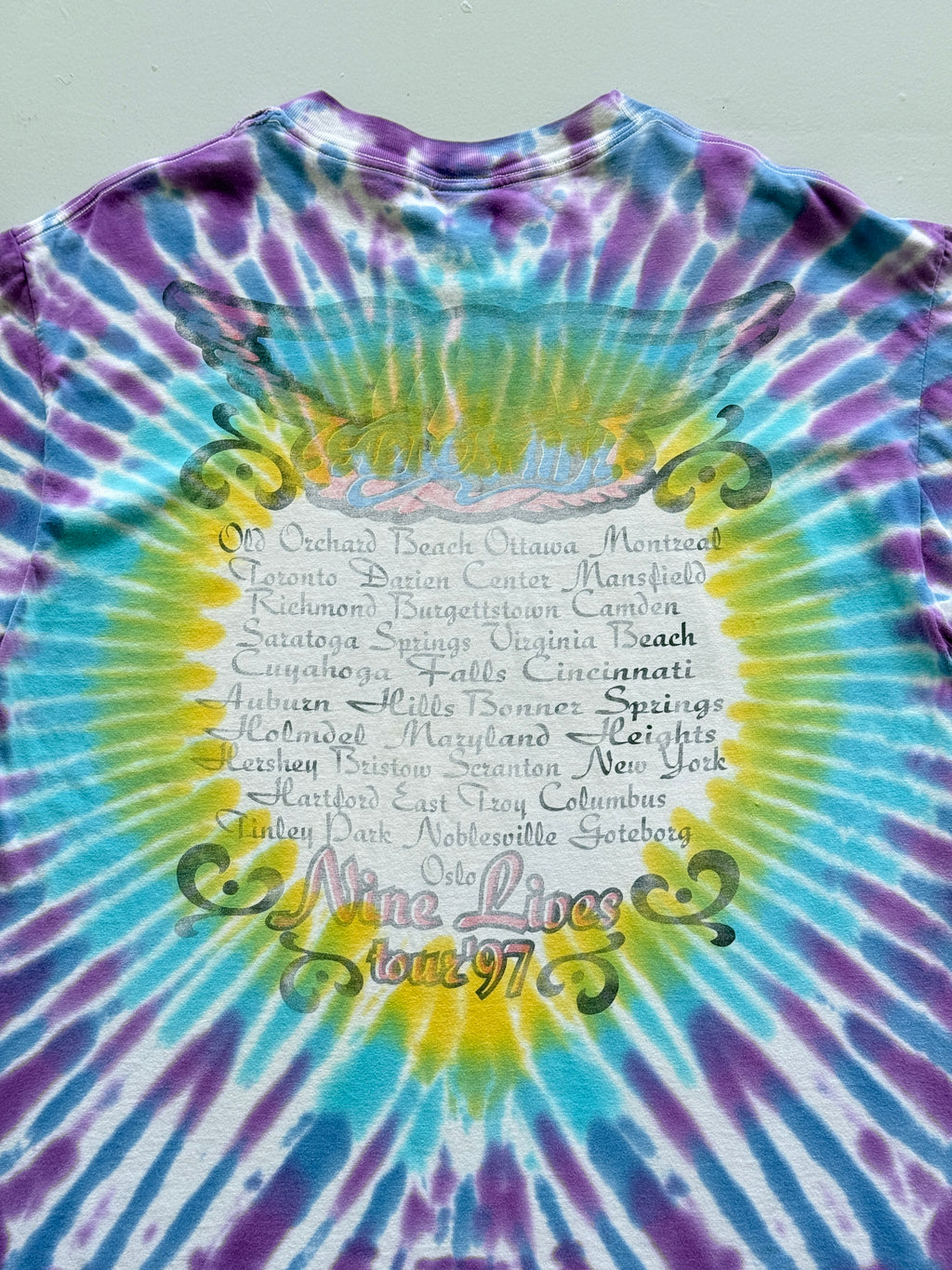 Blue Tie-Dye Aerosmith 90's Vintage Graphic Band T-Shirt - XL
