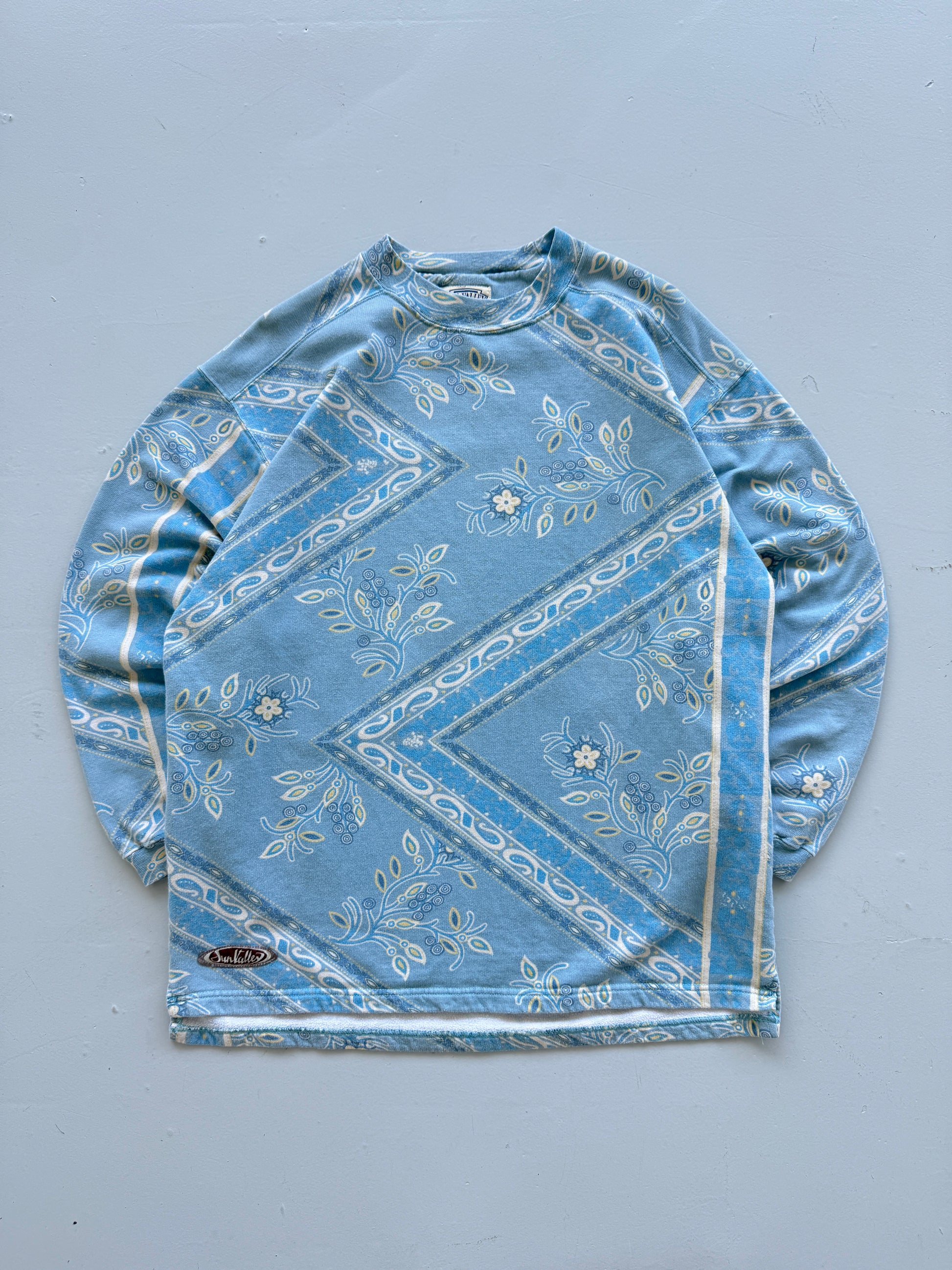 Sun Valley Paisley Print 90's Vintage Surf Sweatshirt - Large Oversized