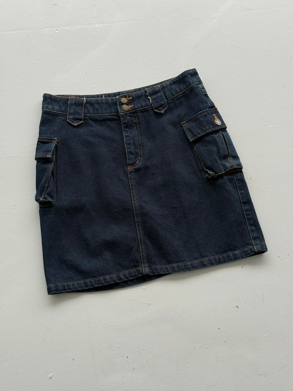 Dark Blue 00's Vintage Y2K Denim Mini Skirt - Size 8