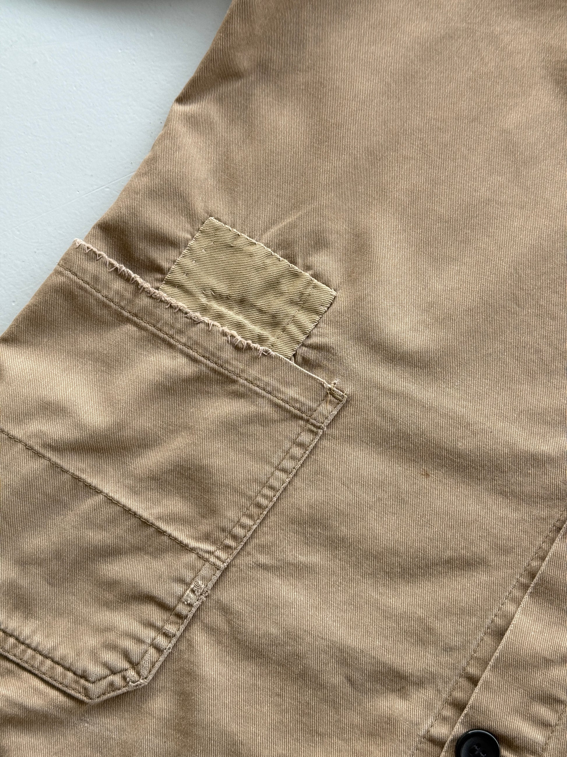 Beige Chore Jacket 90's Vintage Thrashed Workwear CH103 - Medium