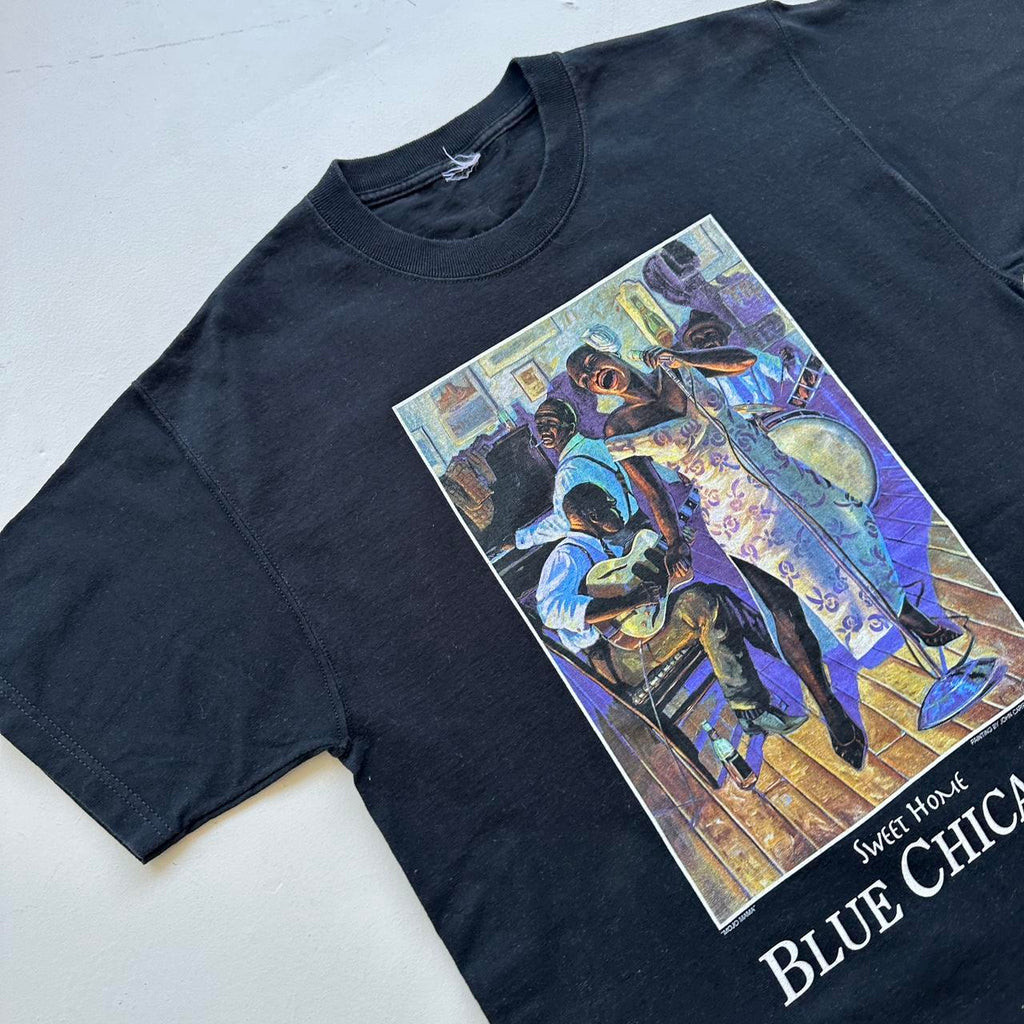 Black Chicago Blues 90s Vintage T-shirt - Large