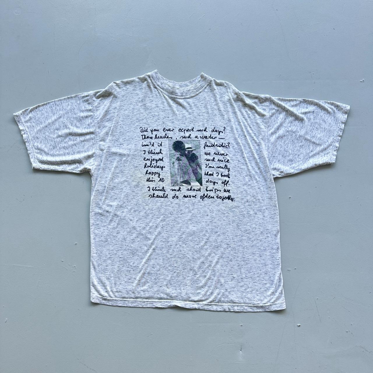 Grey Marl Romantic Poem Vintage 90's T-shirt - XL