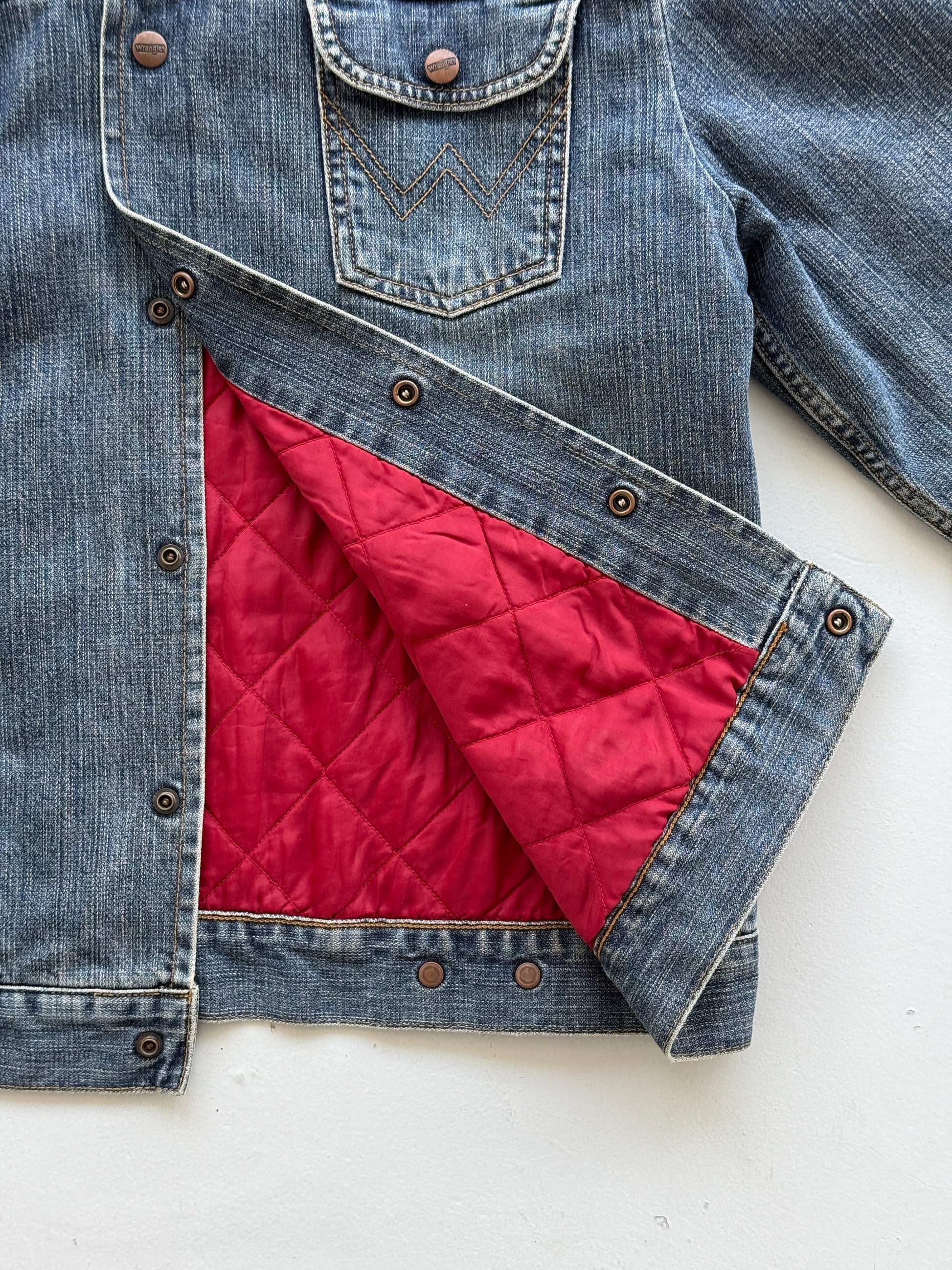 Wrangler Quilted Lined Corduroy Collar 90's Vintage Denim Jacket - Large