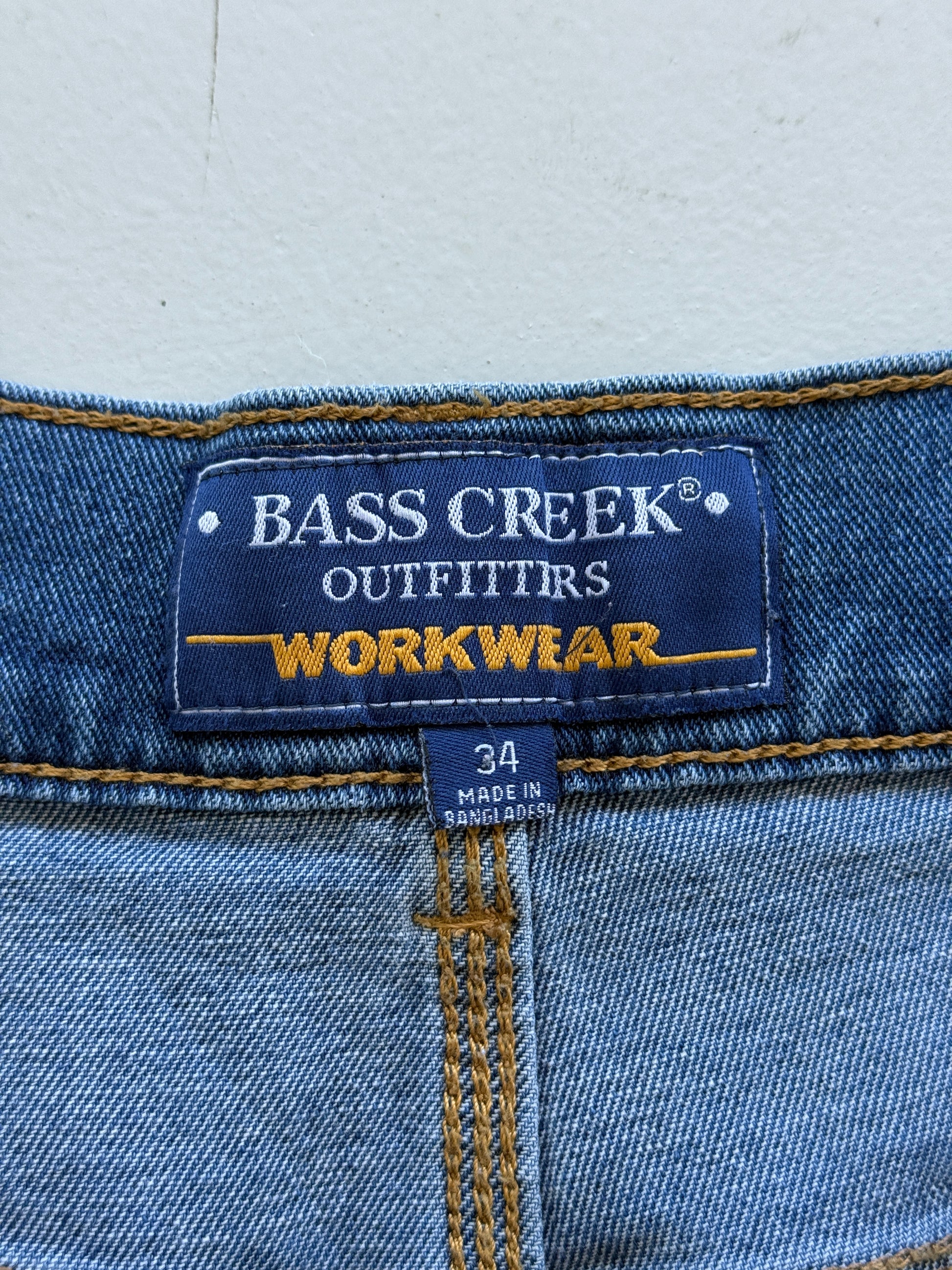 Mid Blue Bass Creek 00's Vintage Y2K Baggy Hip Hop Denim Shorts - W32 x L9