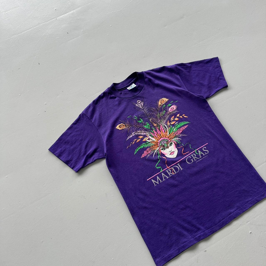 Purple Mardi Gras Vintage 90s T-shirt - Large