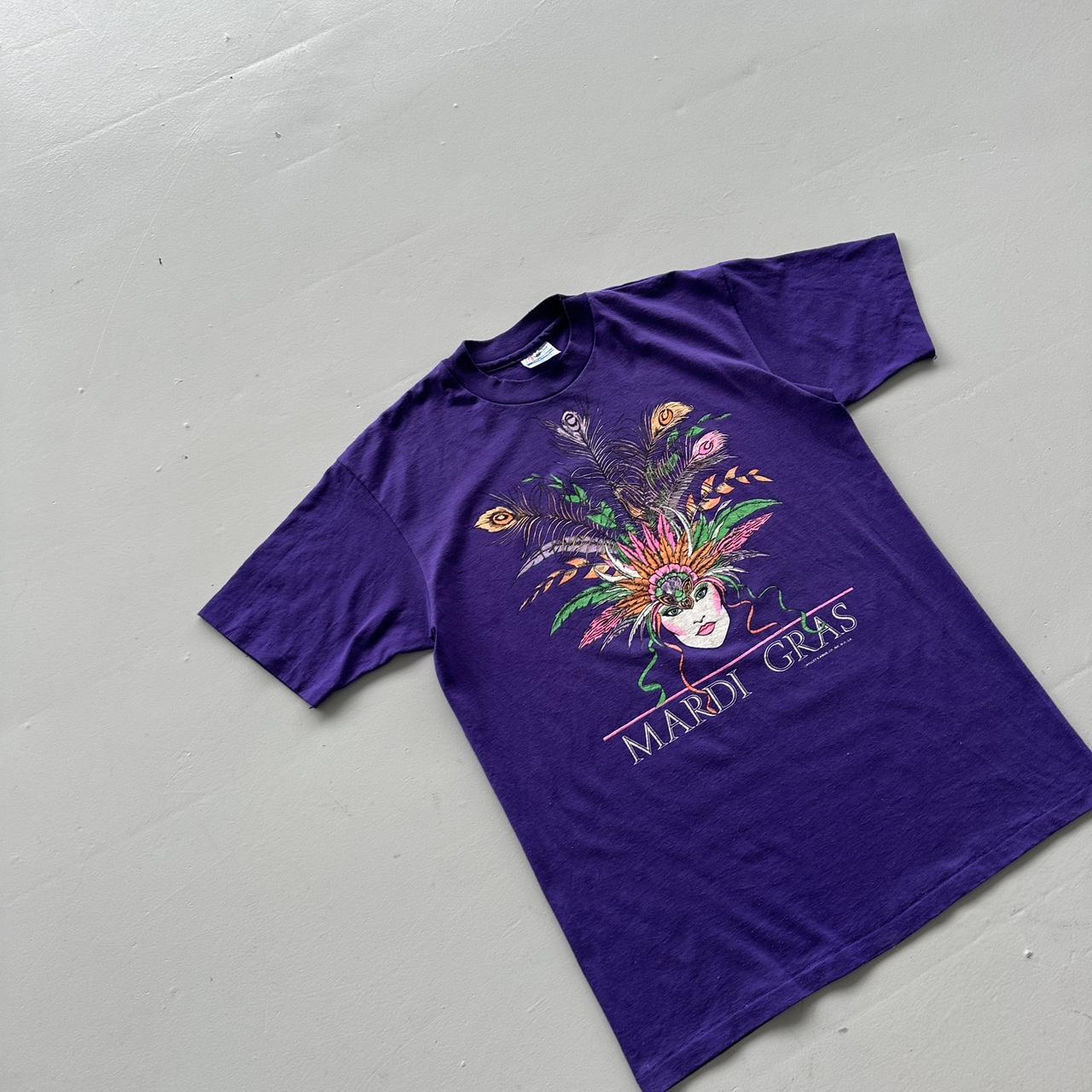 Purple Mardi Gras Vintage 90s T-shirt - Large