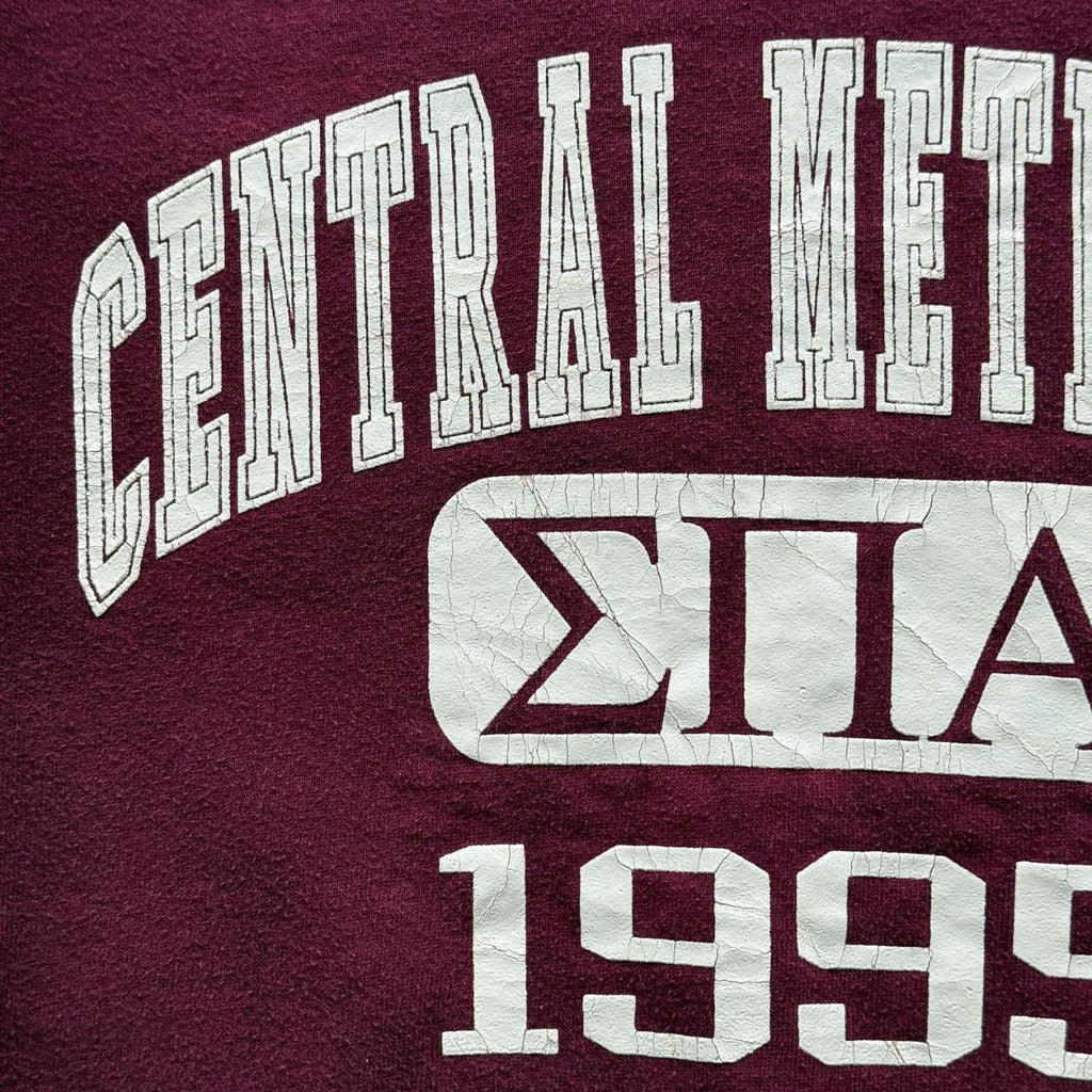 Maroon Collage Frat 90's Vintage Graphic Sweatshirt - Large